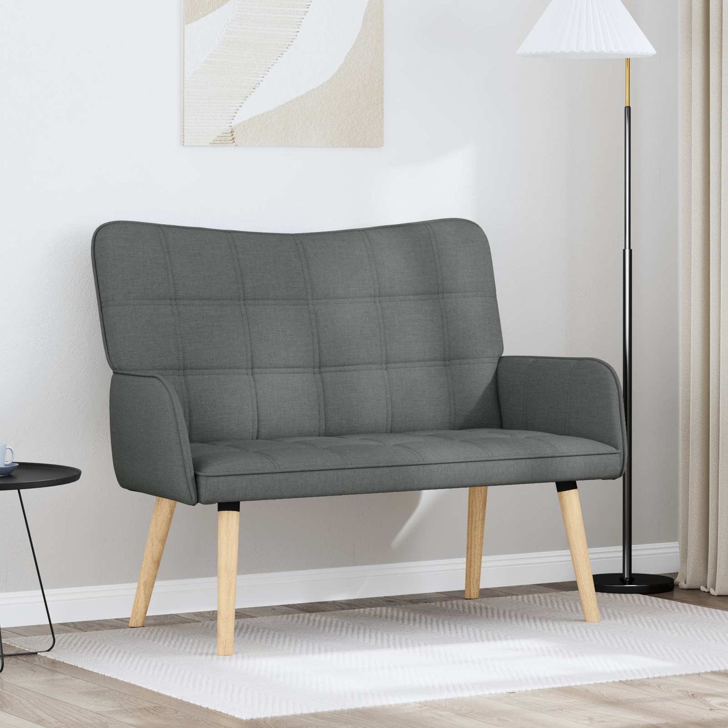 Divano a 2 Posti Grigio Scuro 115 x 61 x 87 cm Tessuto