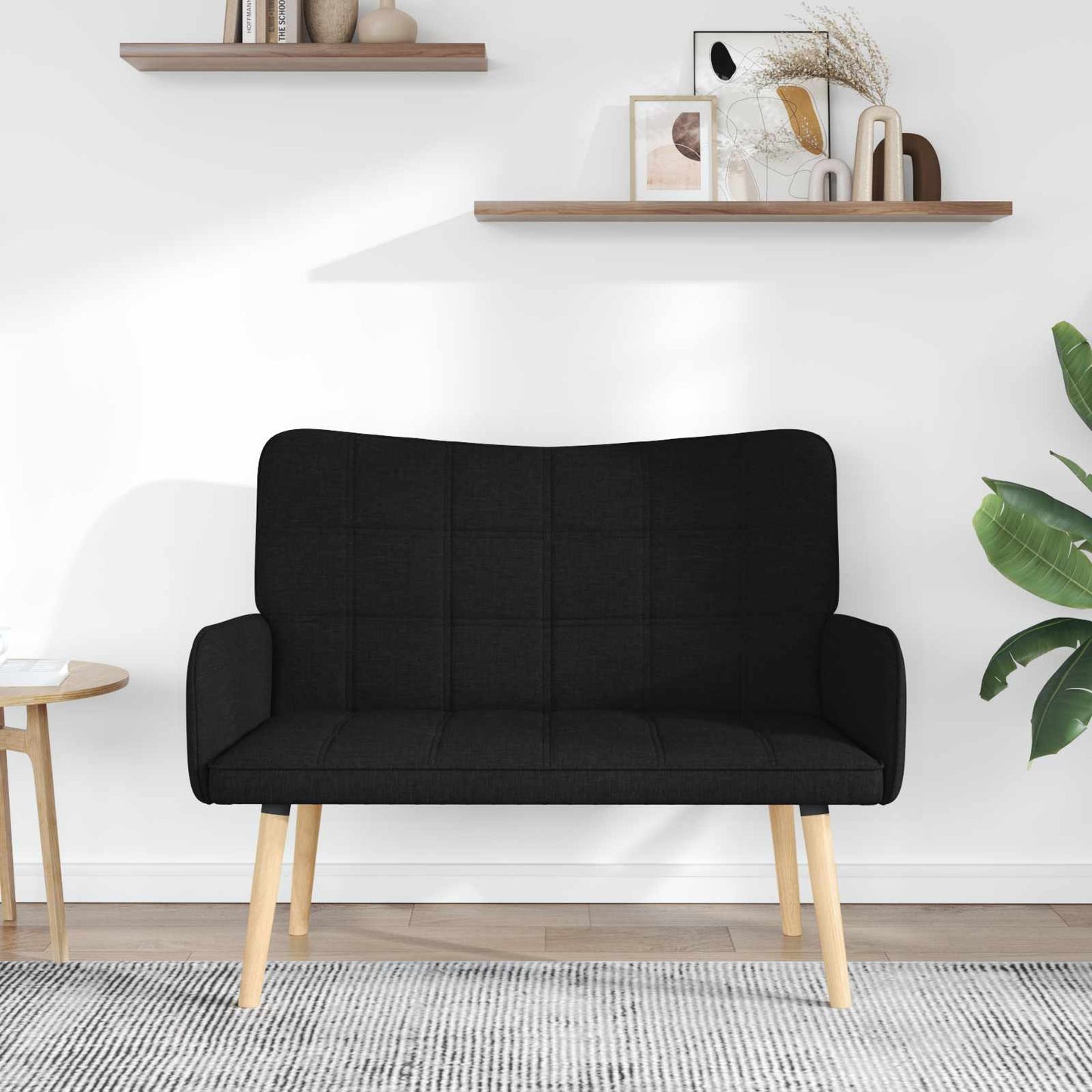 Divano a 2 Posti Nero 115 x 61 x 87 cm Tessuto