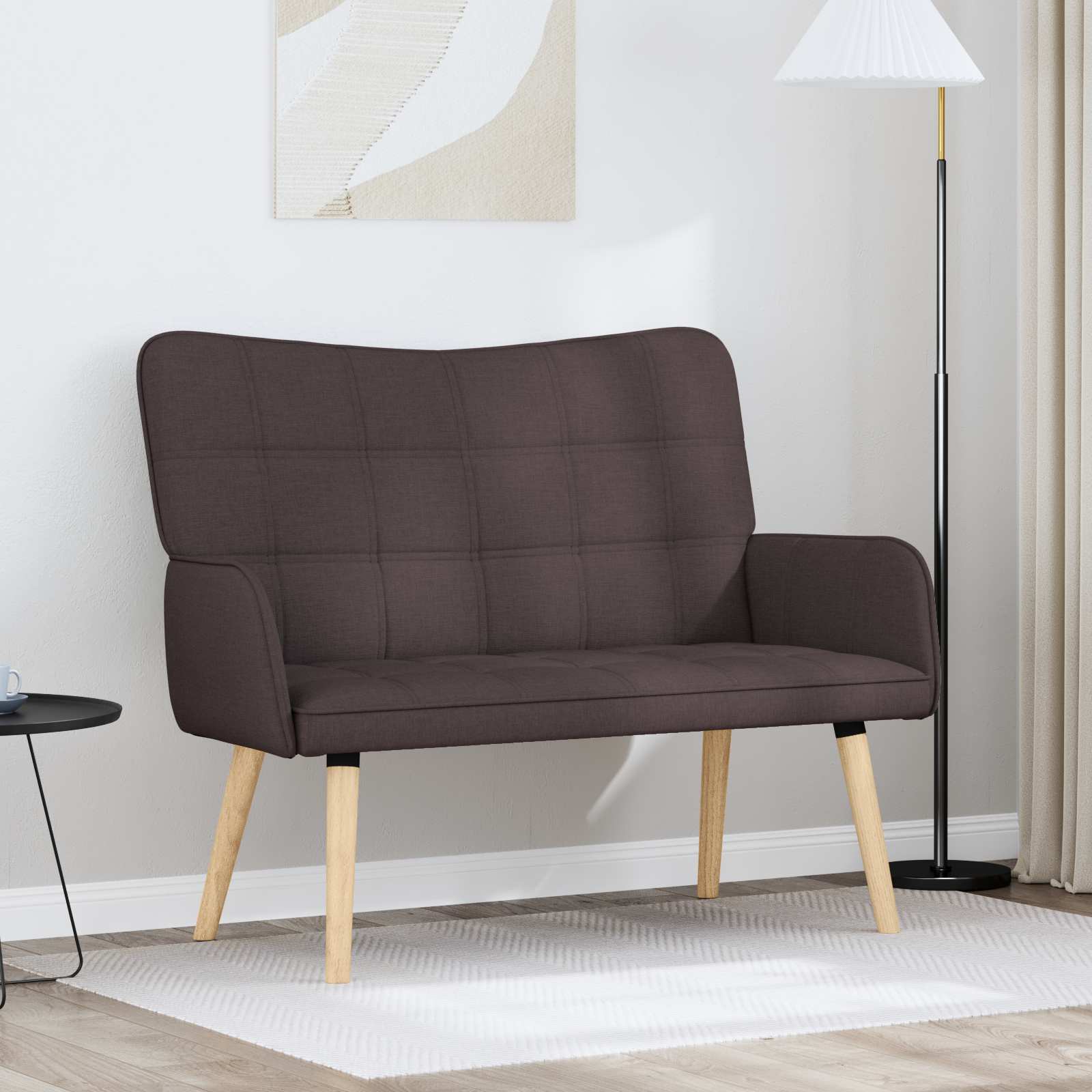 Sofa a Due Posti Marrone Scuro 115 x 61 x 87 cm Tessuto | homemem39