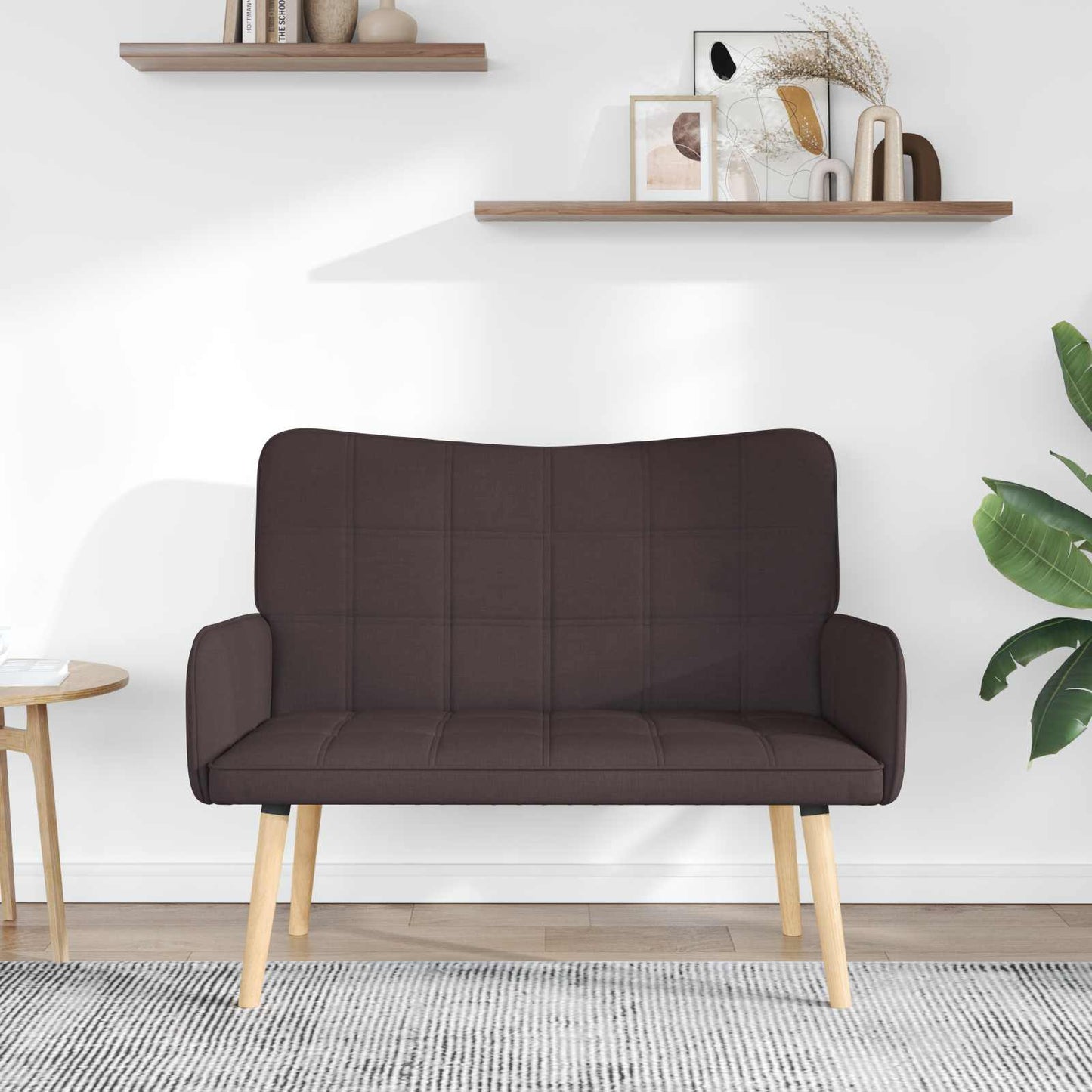 Sofa a Due Posti Marrone Scuro 115 x 61 x 87 cm Tessuto | homemem39