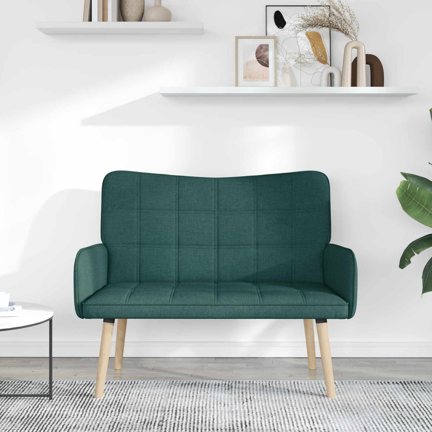 Divano a 2 Posti Verde Scuro 115 x 61 x 87 cm Tessuto