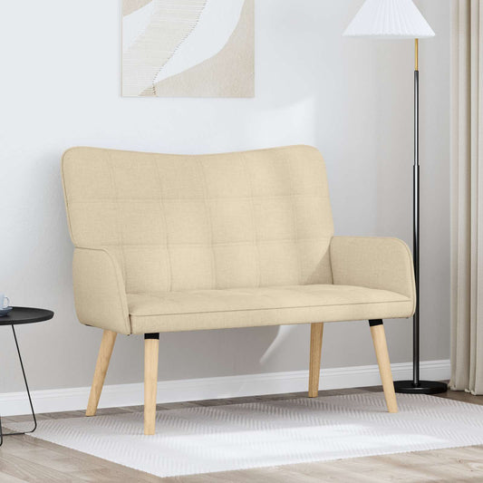 Sofa a Due Posti Crema 115 x 61 x 87 cm Tessuto | homemem39