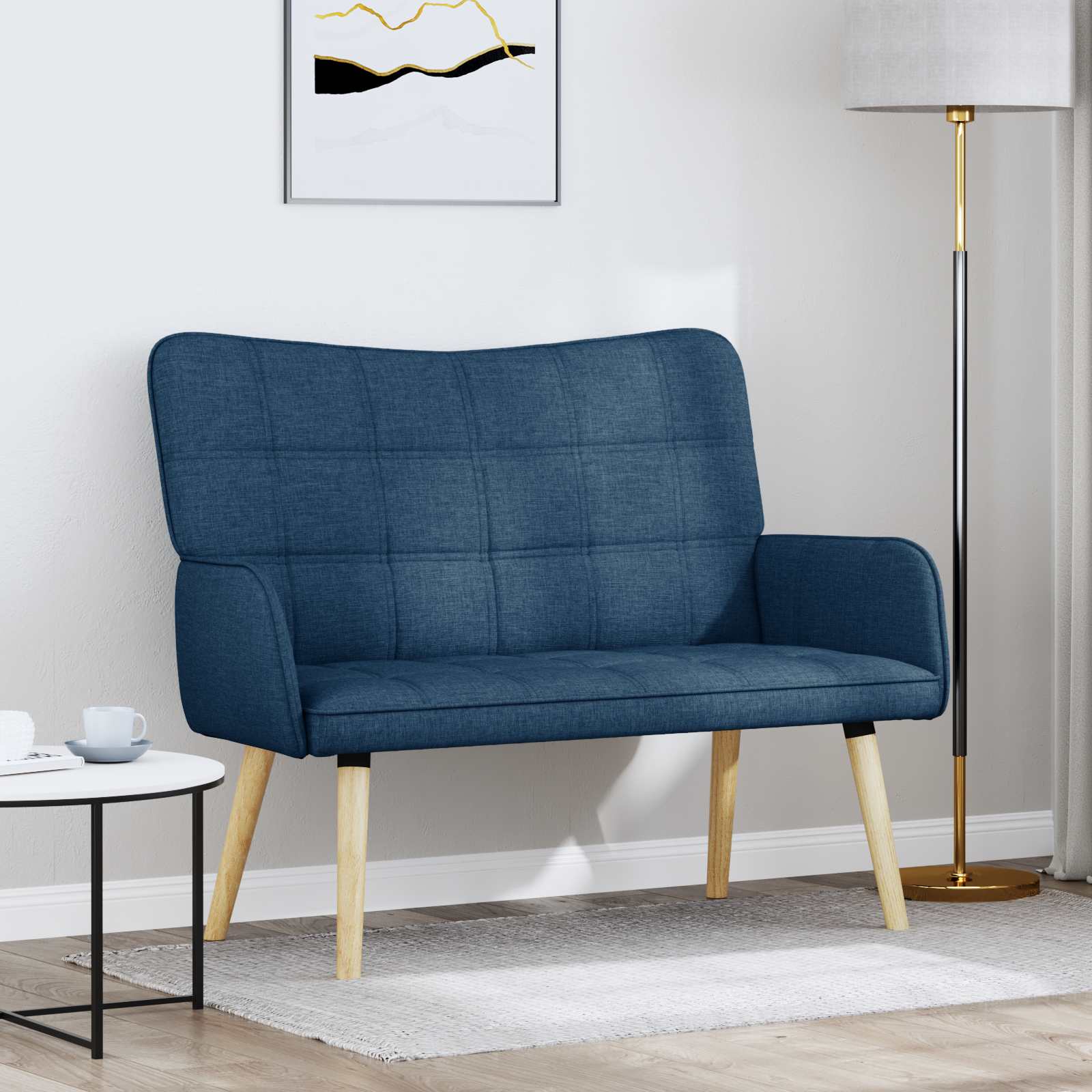 Sofa a Due Posti Blu 115 x 61 x 87 cm Tessuto | homemem39