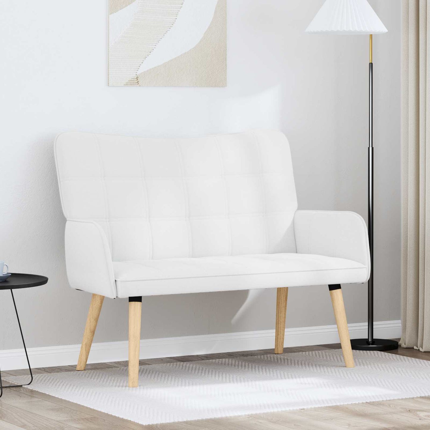 Sofa a Due Posti Bianco 115 x 61 x 87 cm Tessuto | homemem39