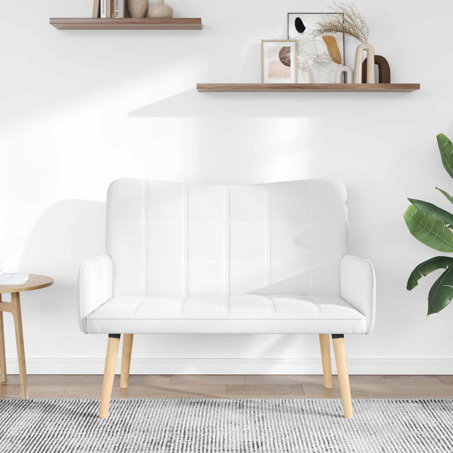 Sofa a Due Posti Bianco 115 x 61 x 87 cm Tessuto | homemem39