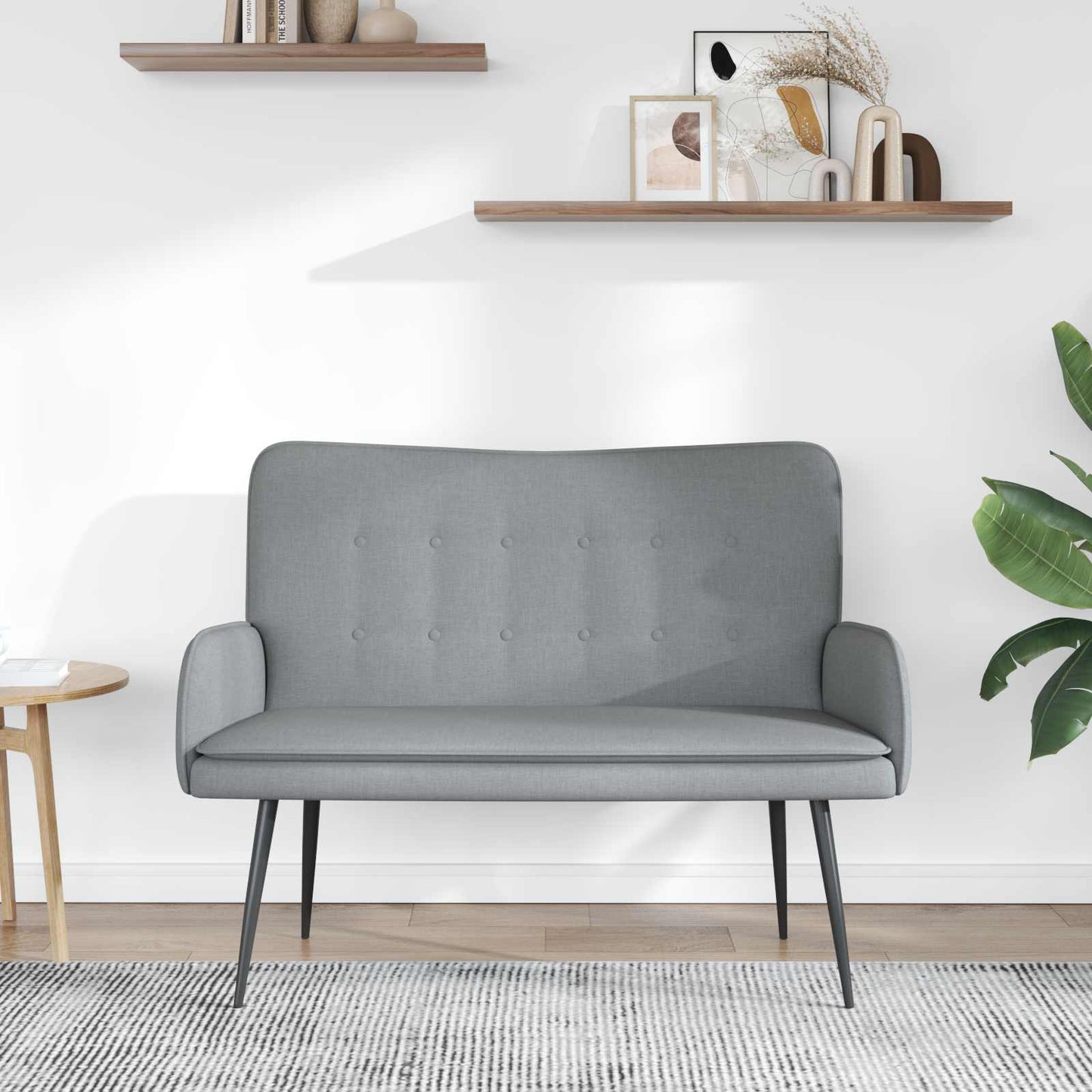 Divano a 2 Posti Grigio Chiaro 115 x 61 x 87 cm Tessuto