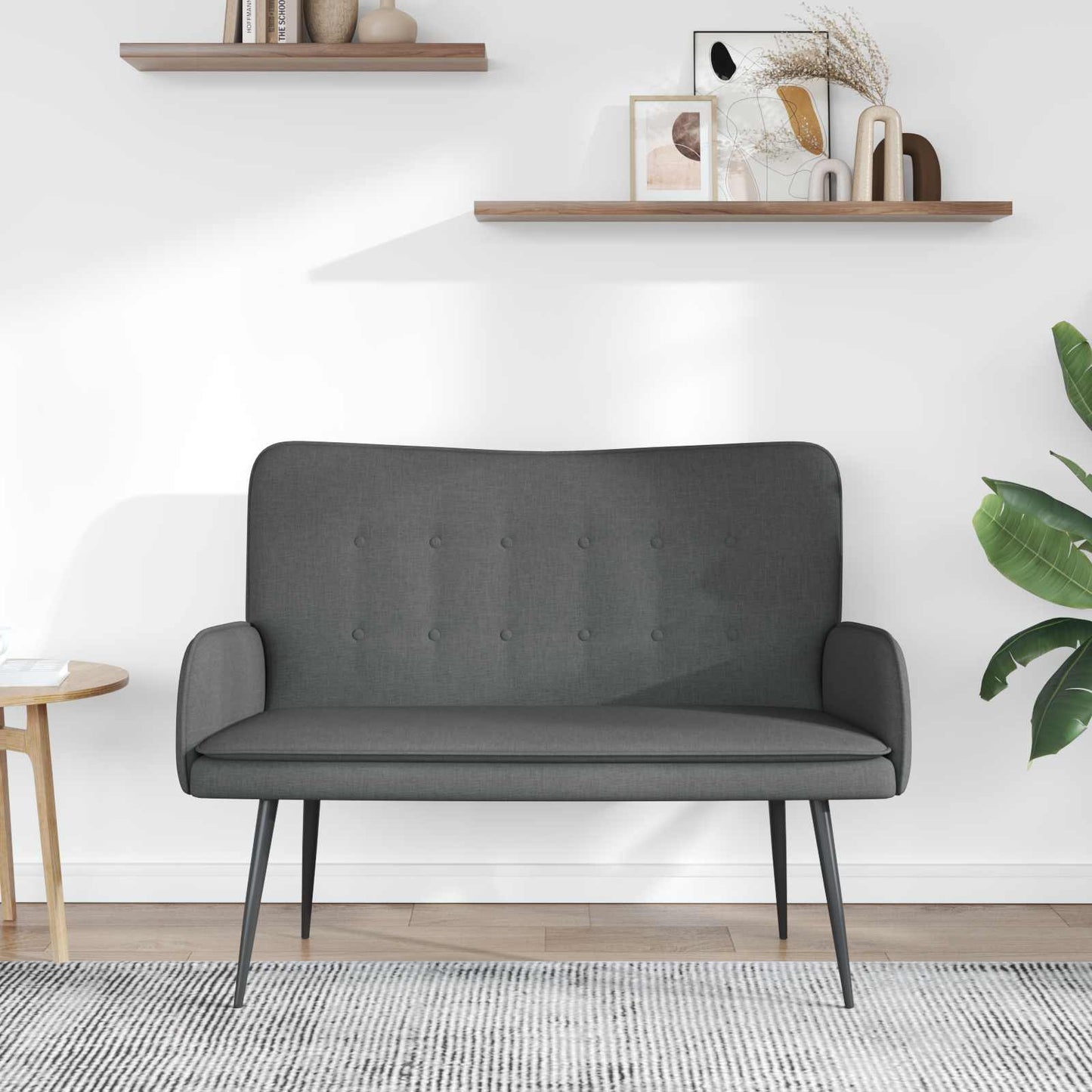 Divano a 2 Posti Grigio Scuro 115 x 61 x 87 cm Tessuto