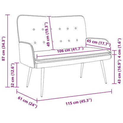Divano a 2 Posti Rosso vino 115 x 61 x 87 cm Tessuto | homemem39