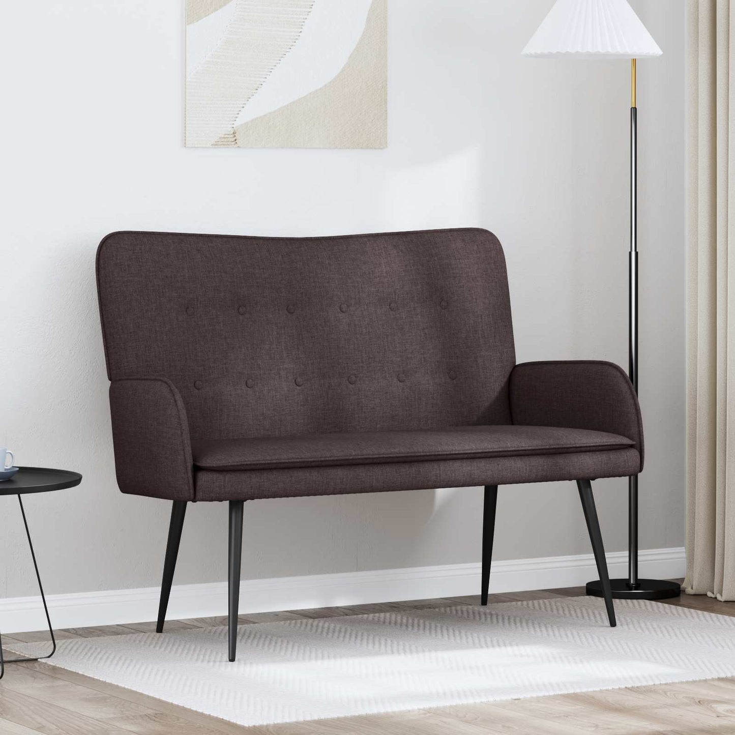 Divano a 2 Posti Marrone Scuro 115 x 61 x 87 cm Tessuto | homemem39