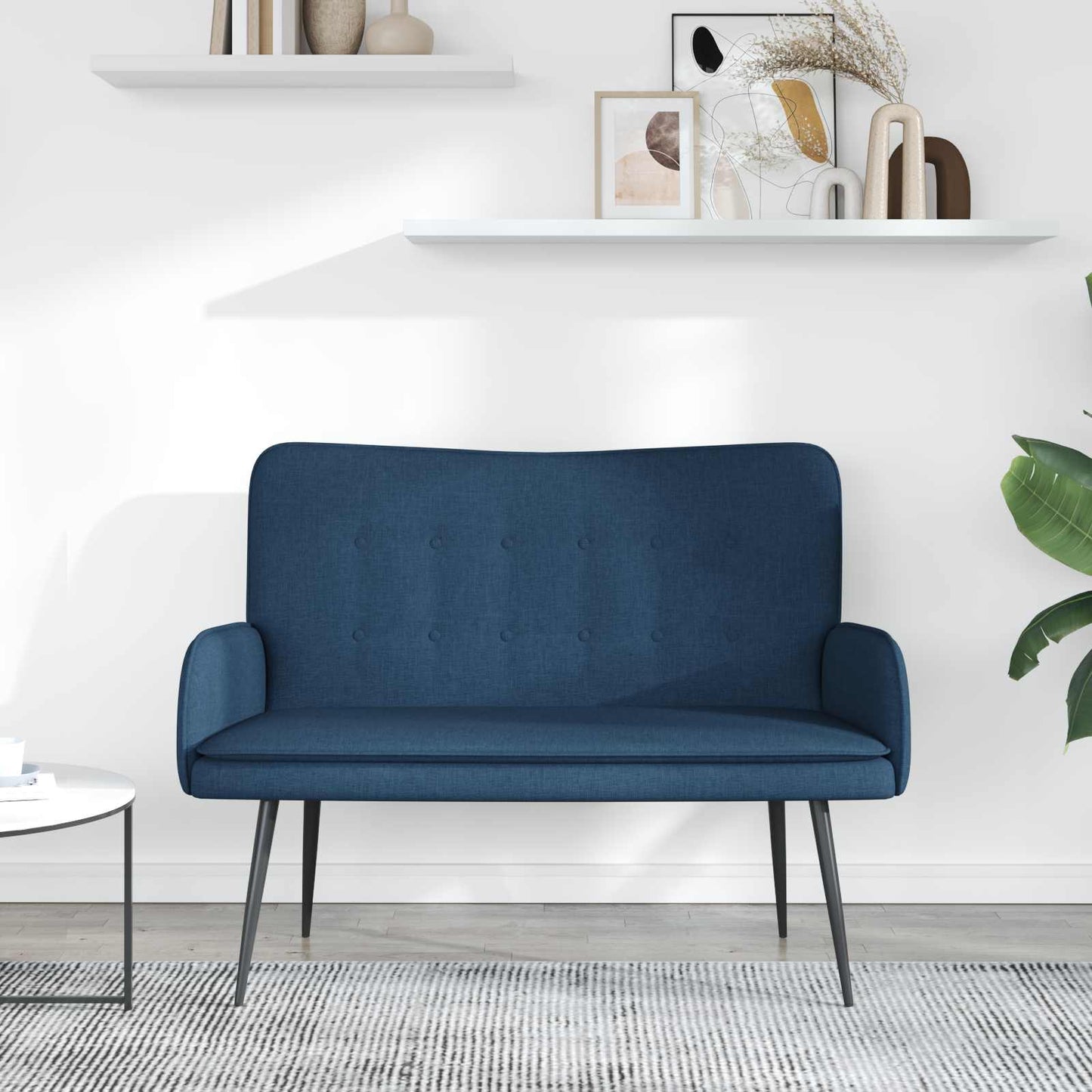 Divano a 2 Posti Blu 115 x 61 x 87 cm Tessuto