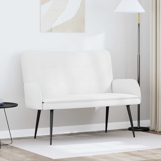 Divano a 2 Posti Bianco 115 x 61 x 87 cm Tessuto | homemem39