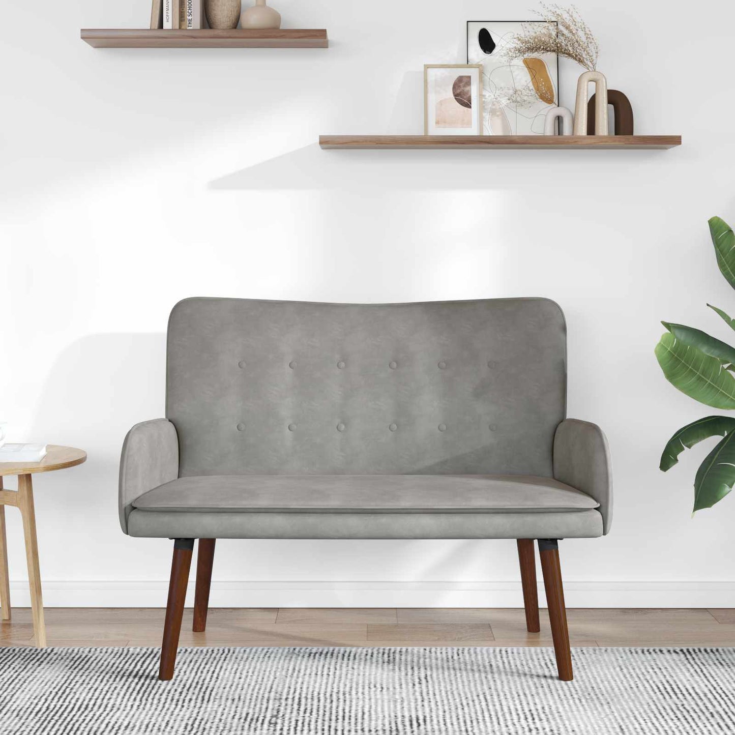 Divano a 2 Posti Grigio Chiaro 115 x 61 x 87 cm Velluto (V)