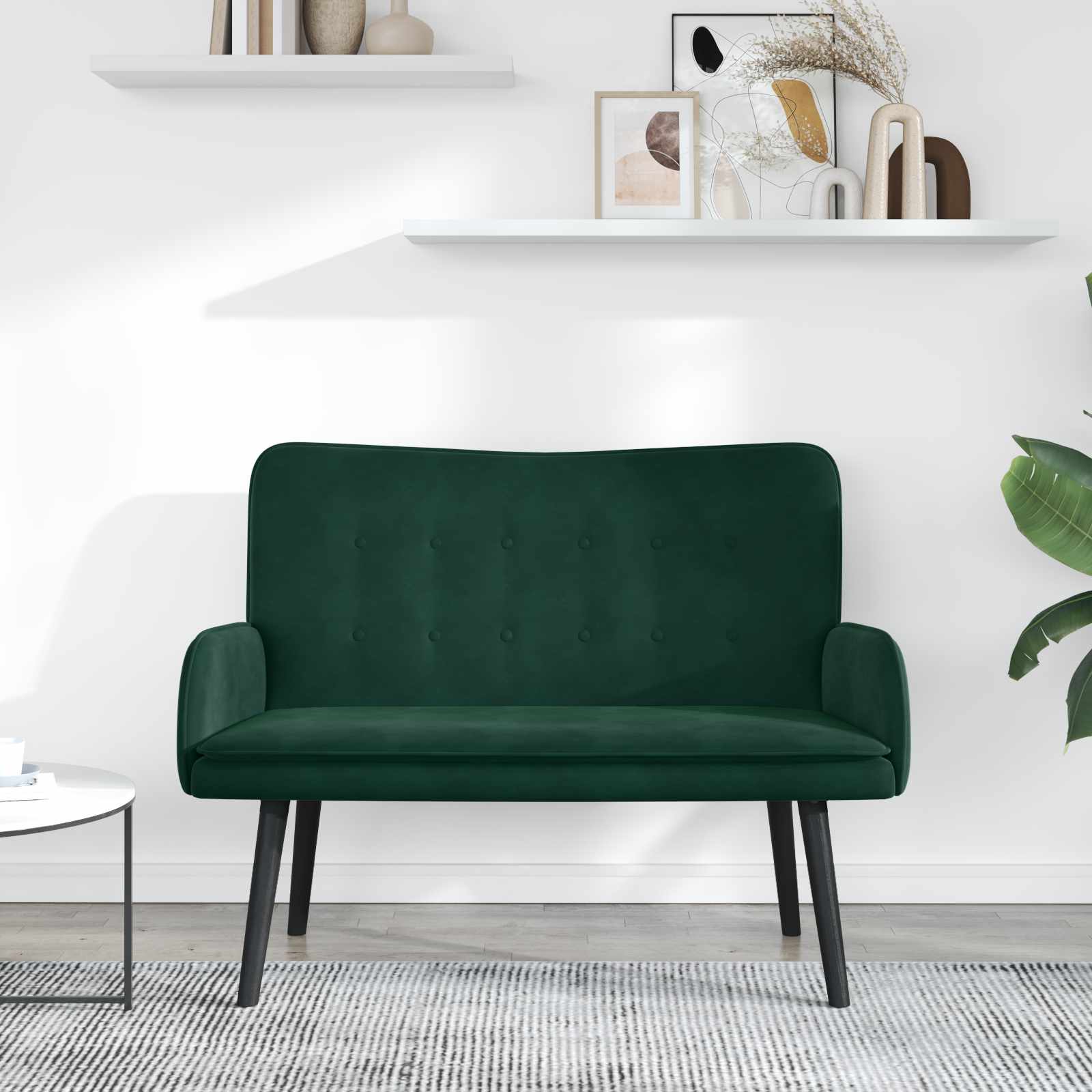 Sofa a Due Posti Verde Scuro 115 x 61 x 87 cm Velluto | homemem39