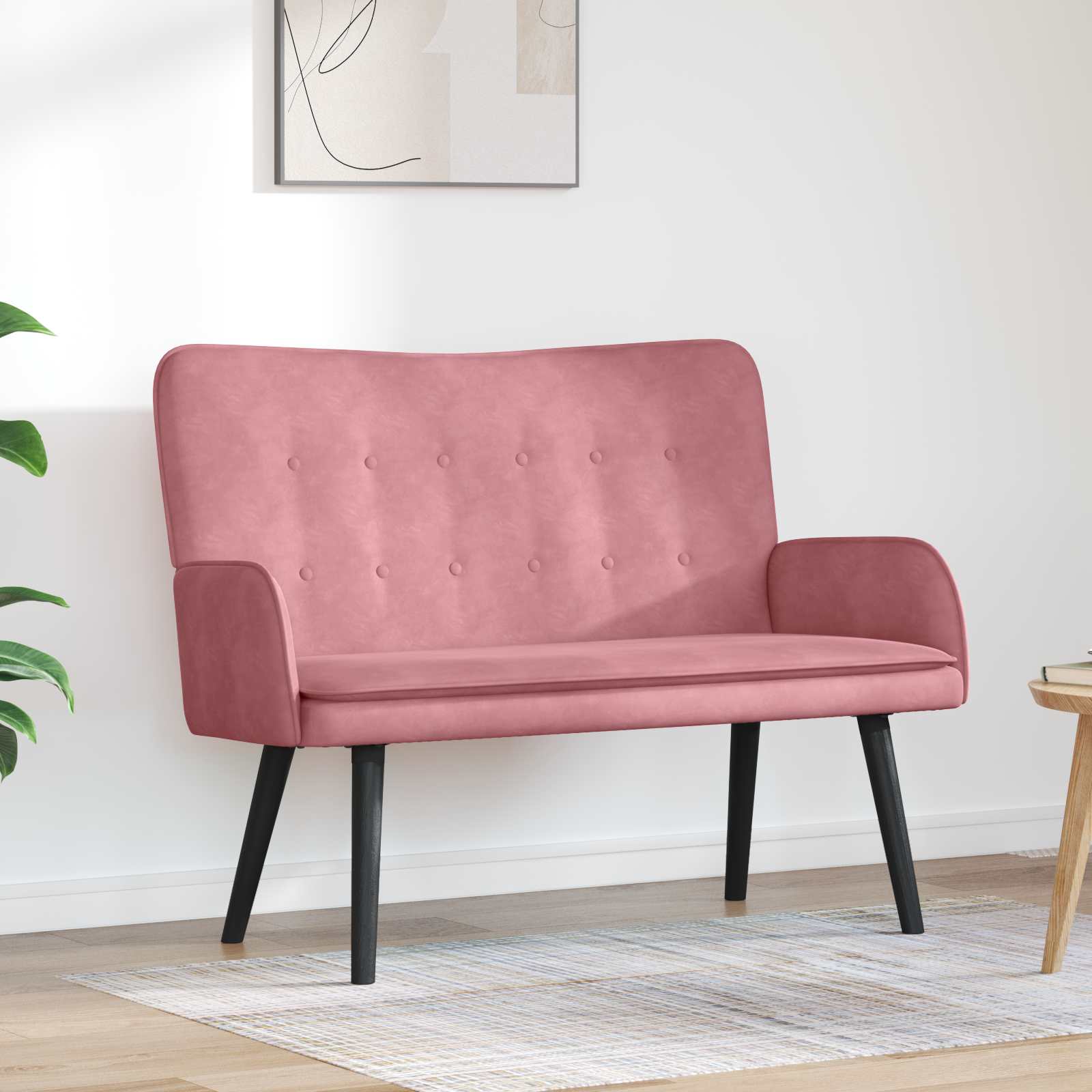 Sofa a Due Posti Rosa 115 x 61 x 87 cm Velluto | homemem39