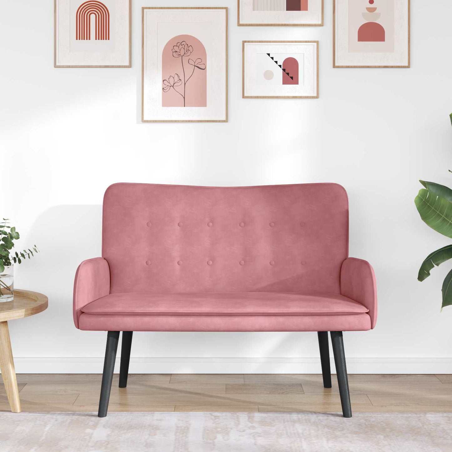 Sofa a Due Posti Rosa 115 x 61 x 87 cm Velluto | homemem39