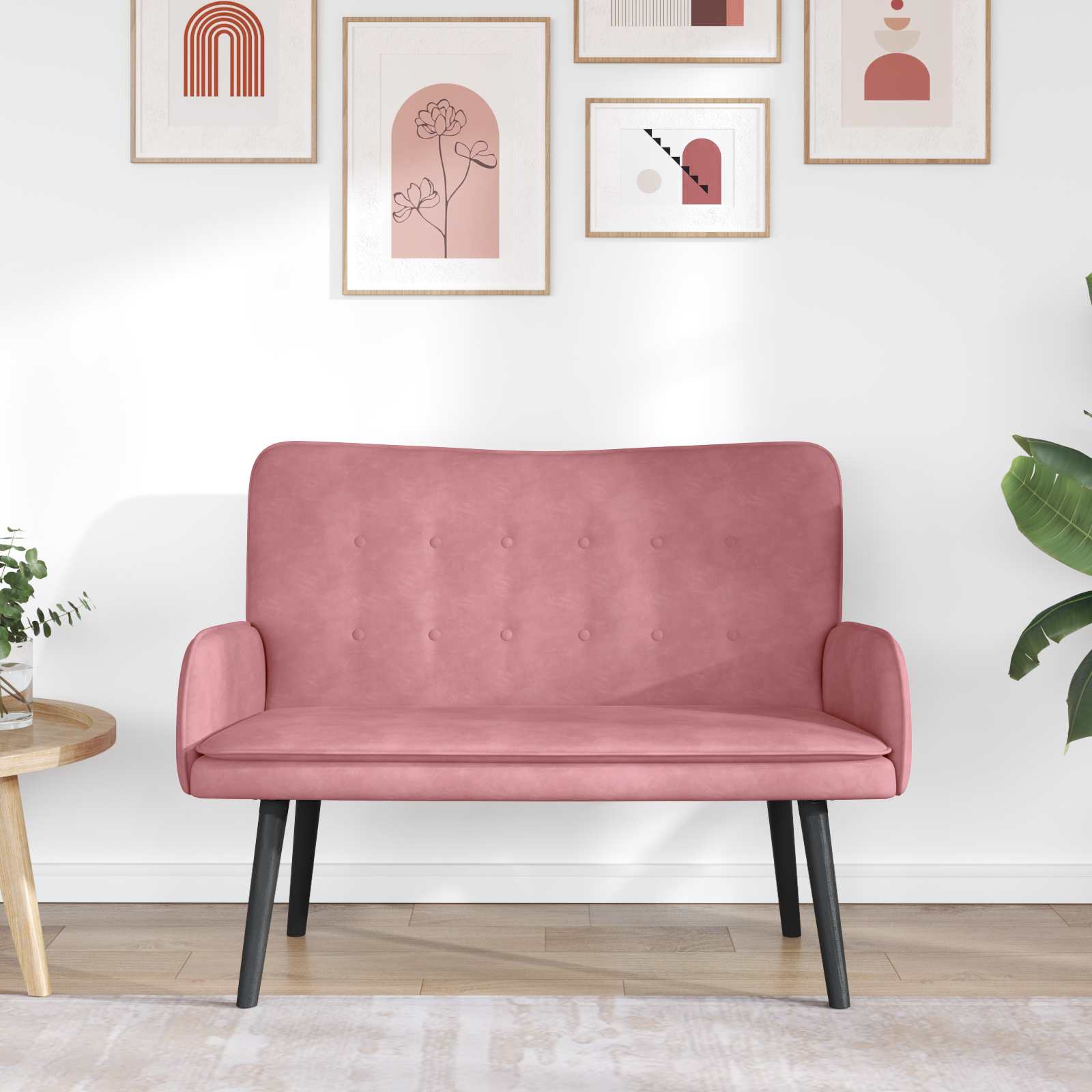 Sofa a Due Posti Rosa 115 x 61 x 87 cm Velluto | homemem39