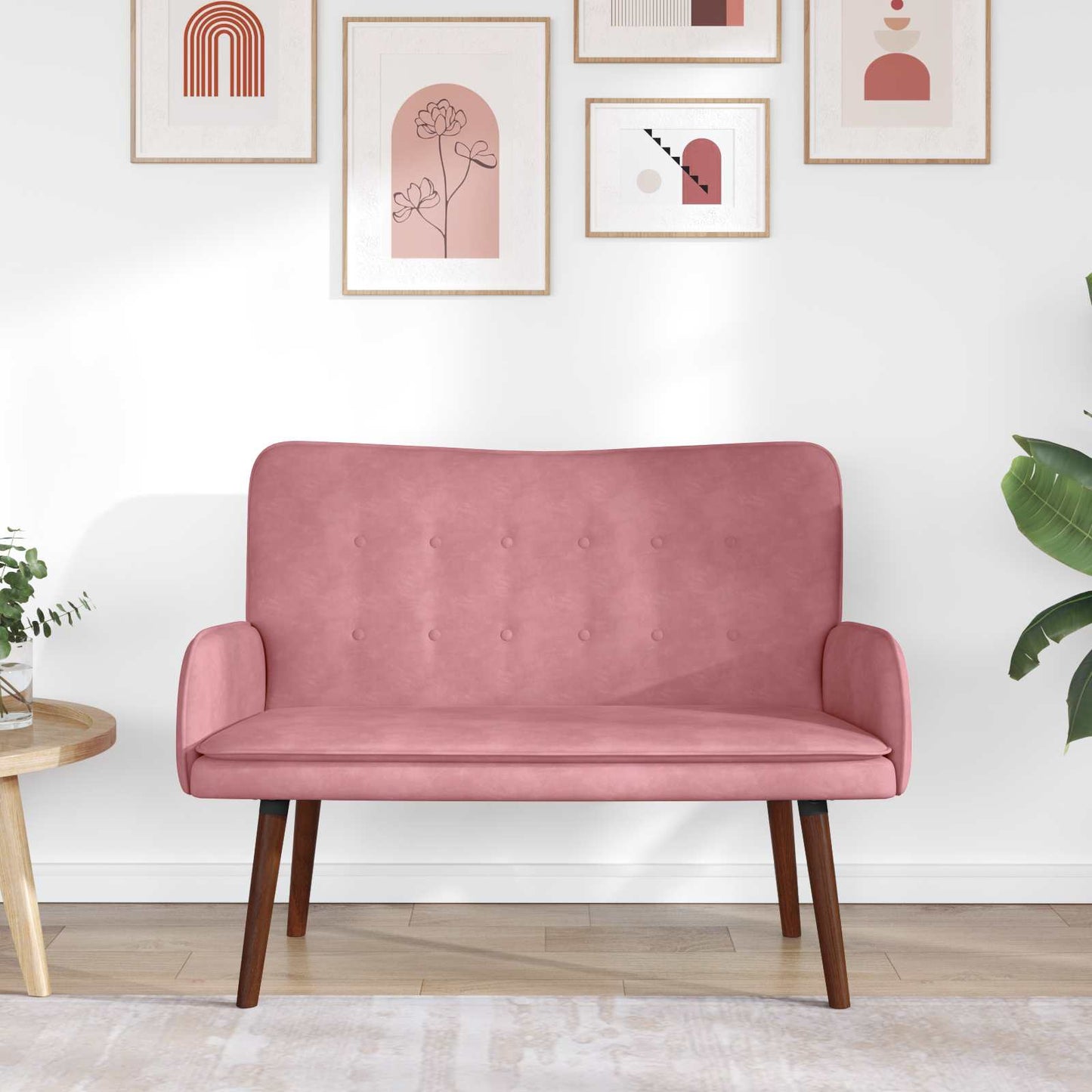 Divano a 2 Posti Rosa 115 x 61 x 87 cm Velluto (V)
