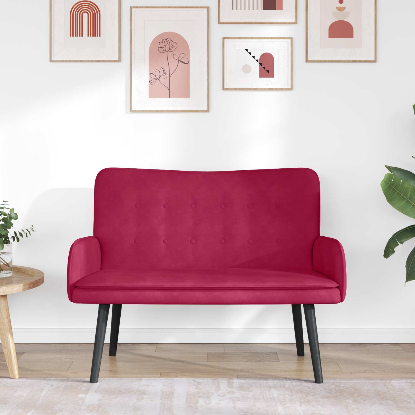Sofa a Due Posti Rosso vino 115 x 61 x 87 cm Velluto | homemem39