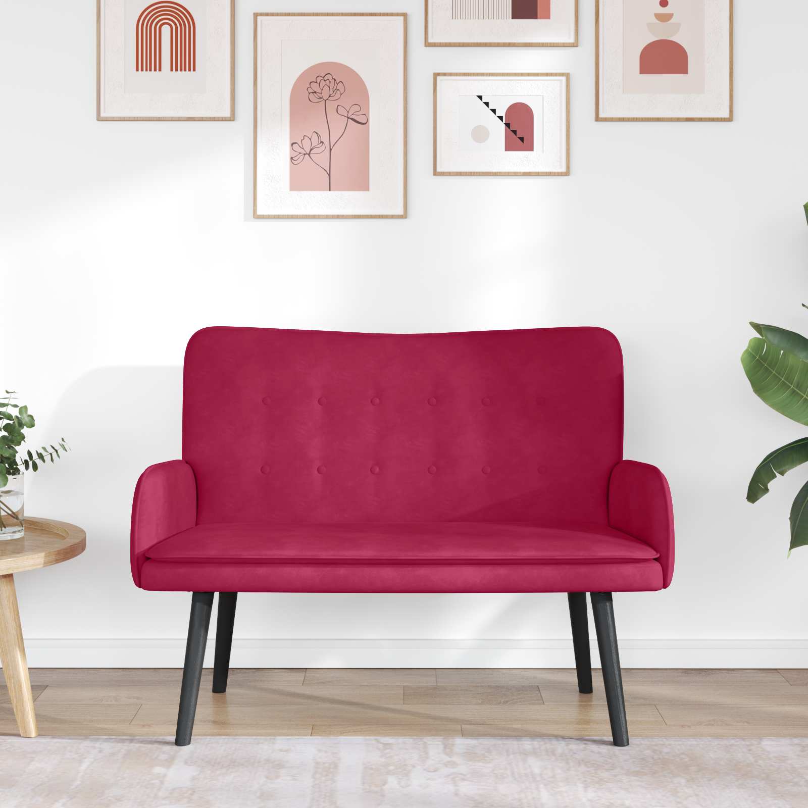 Sofa a Due Posti Rosso vino 115 x 61 x 87 cm Velluto | homemem39