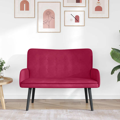 Sofa a Due Posti Rosso vino 115 x 61 x 87 cm Velluto | homemem39