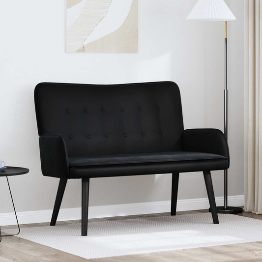 Divano a 2 Posti Nero 115 x 61 x 87 cm Velluto (V)