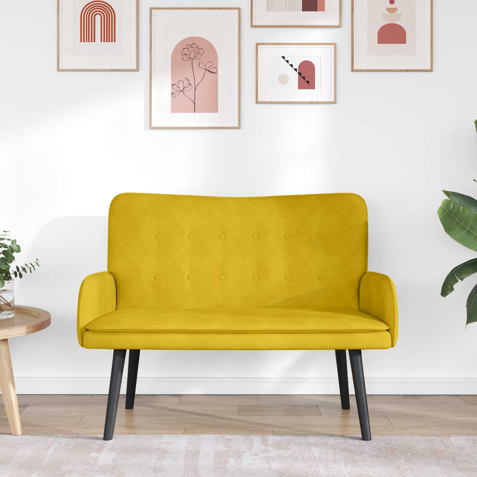 Sofa a Due Posti Giallo 115 x 61 x 87 cm Velluto | homemem39