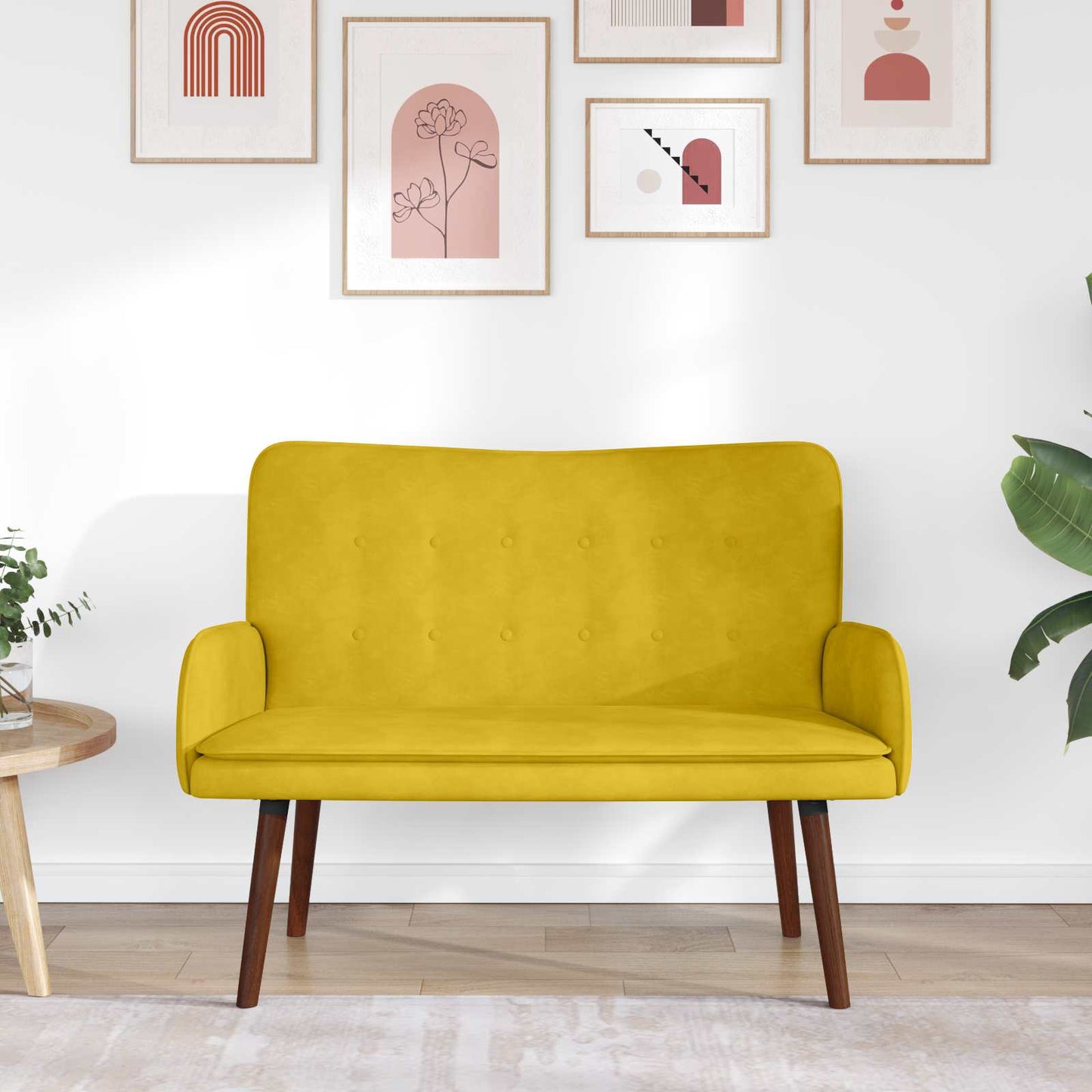 Divano a 2 Posti Giallo 115 x 61 x 87 cm Velluto (V)