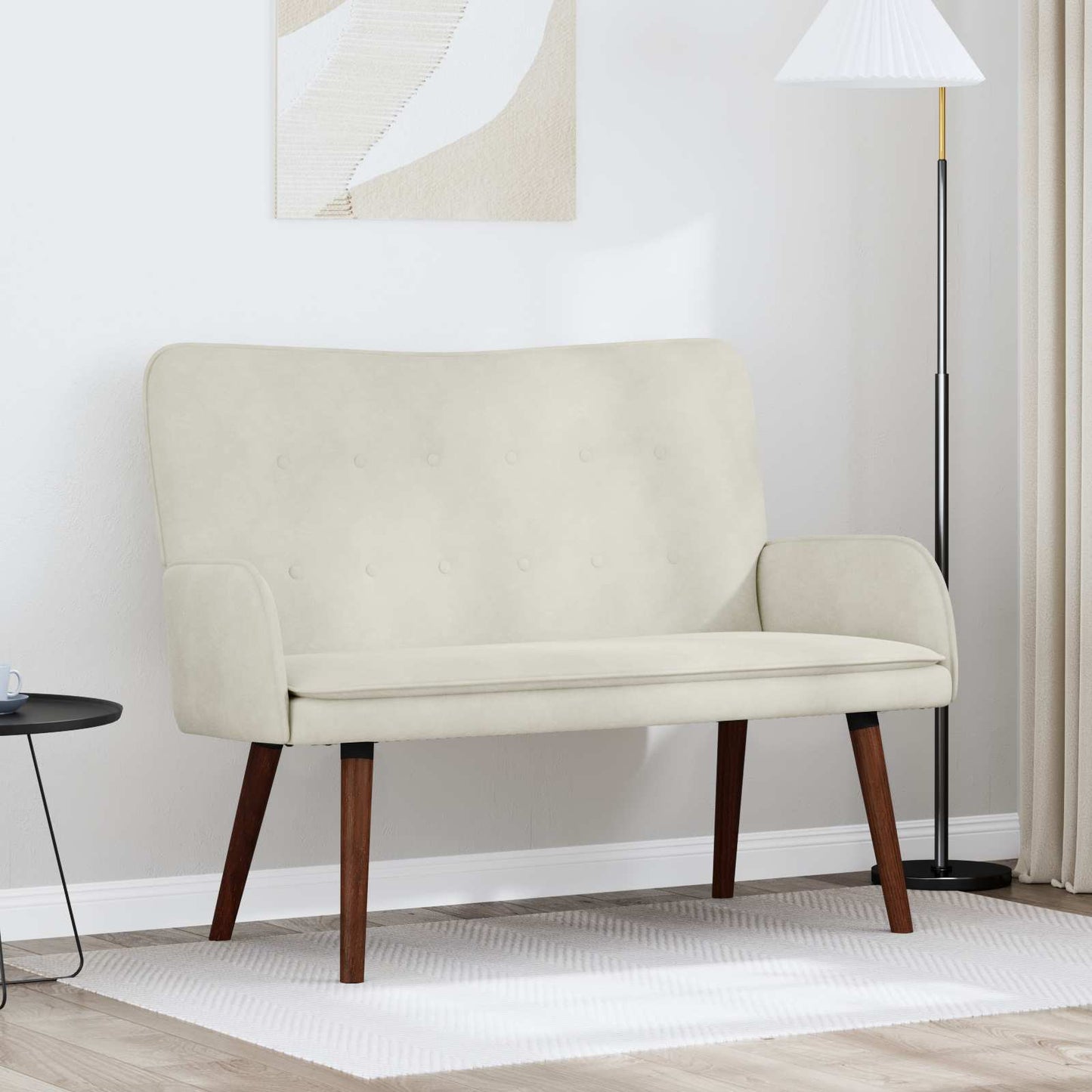 Divano a 2 Posti Crema 115 x 61 x 87 cm Velluto (V)