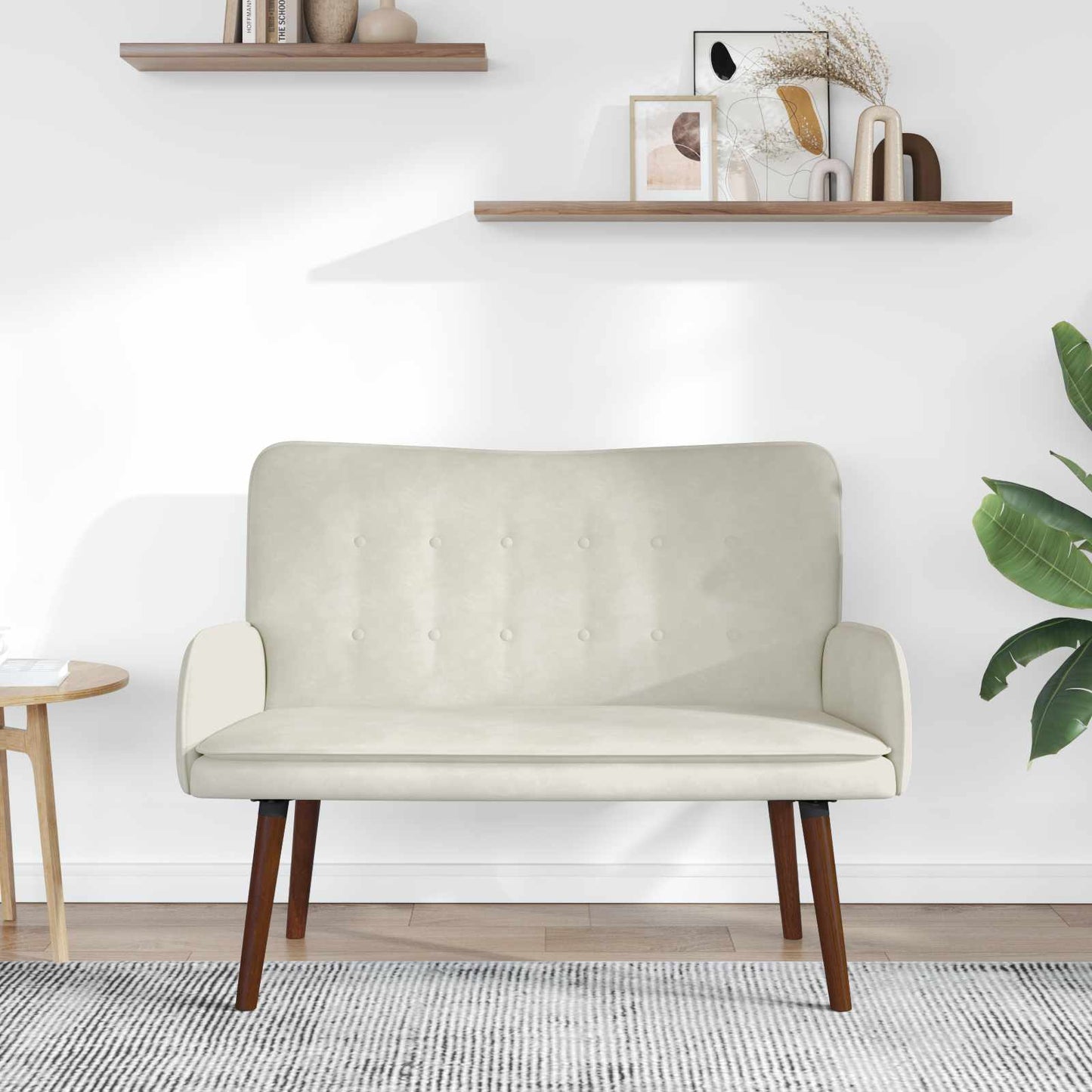 Divano a 2 Posti Crema 115 x 61 x 87 cm Velluto (V)