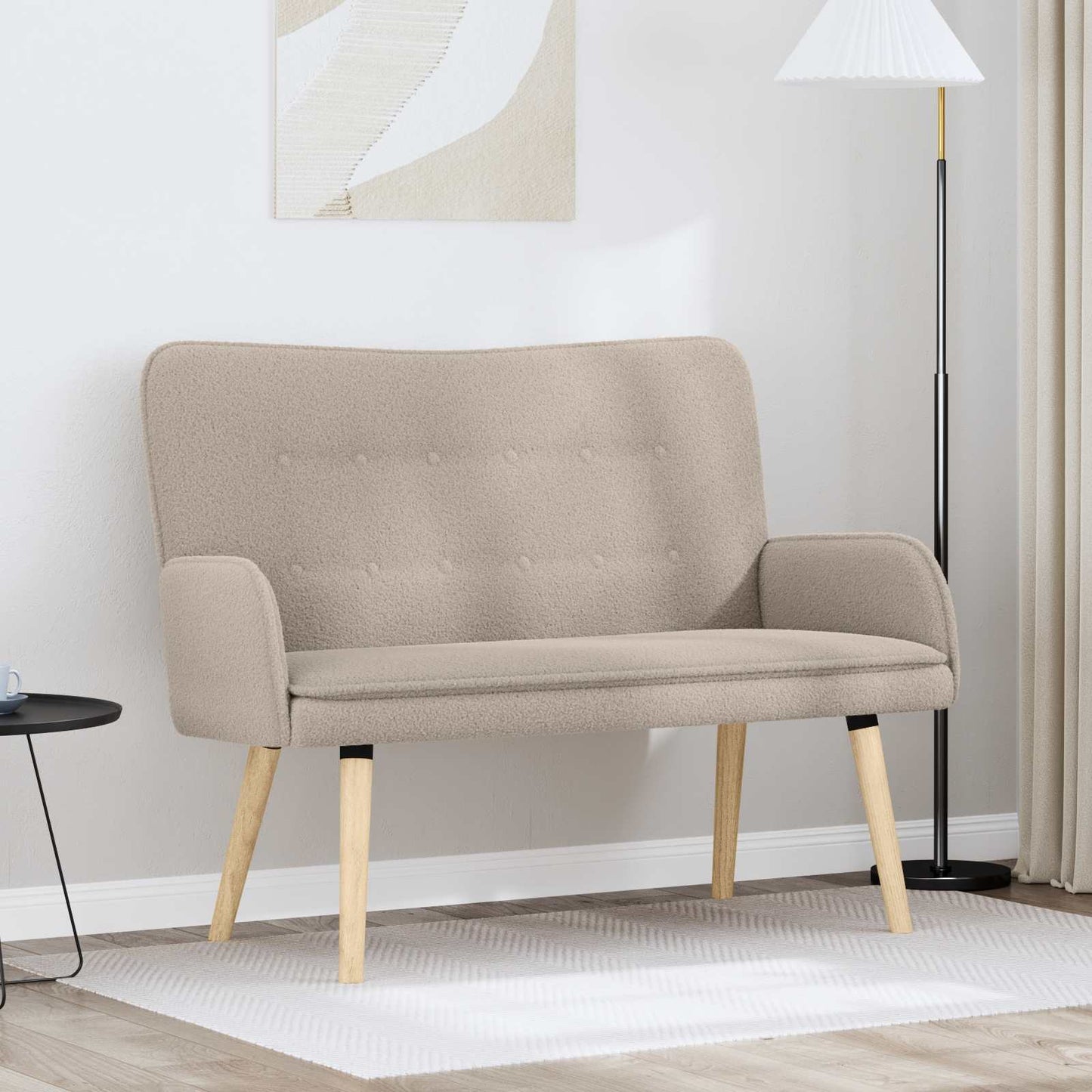 Divano a 2 Posti Grigio Chiaro 115 x 61 x 87 cm Bouclé