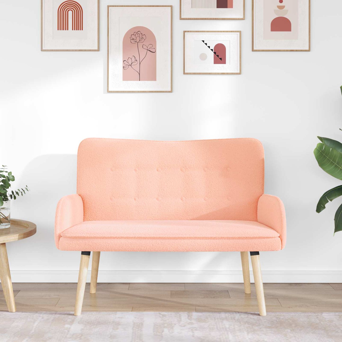 Divano a 2 Posti Rosa 115 x 61 x 87 cm Bouclé | homemem39