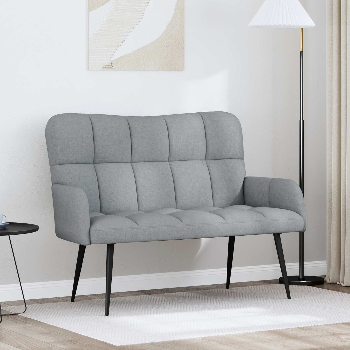 Divano a 2 Posti Grigio Chiaro 115 x 61 x 87 cm Tessuto