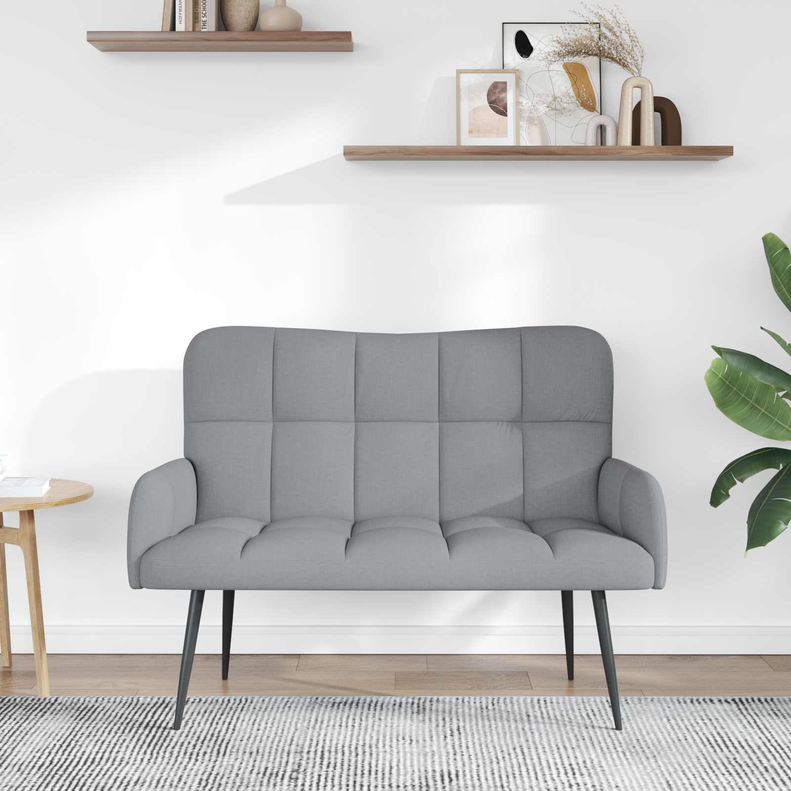 Sofa a Due Posti Grigio chiaro 115 x 61 x 87 cm Tessuto | homemem39
