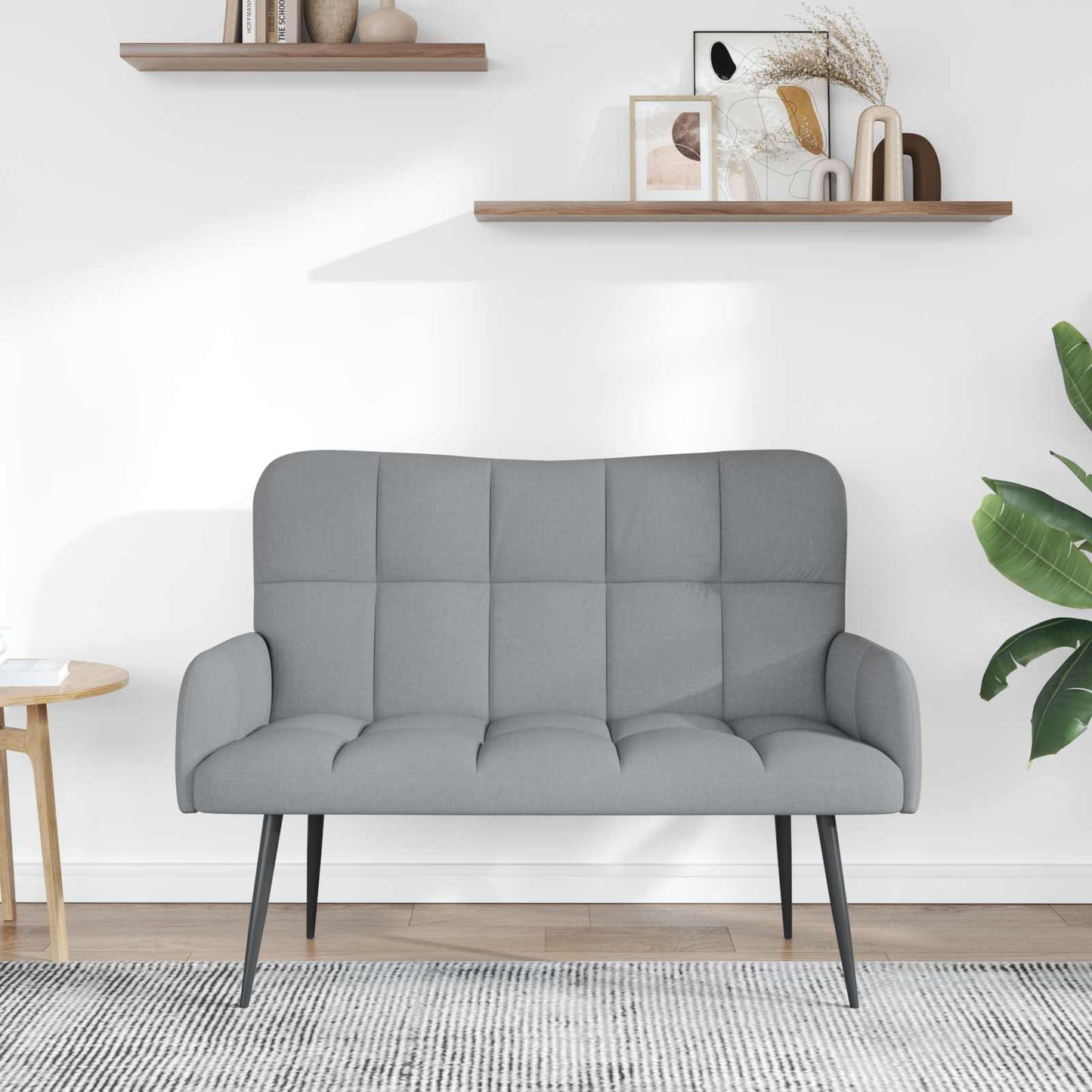 Divano a 2 Posti Grigio Chiaro 115 x 61 x 87 cm Tessuto