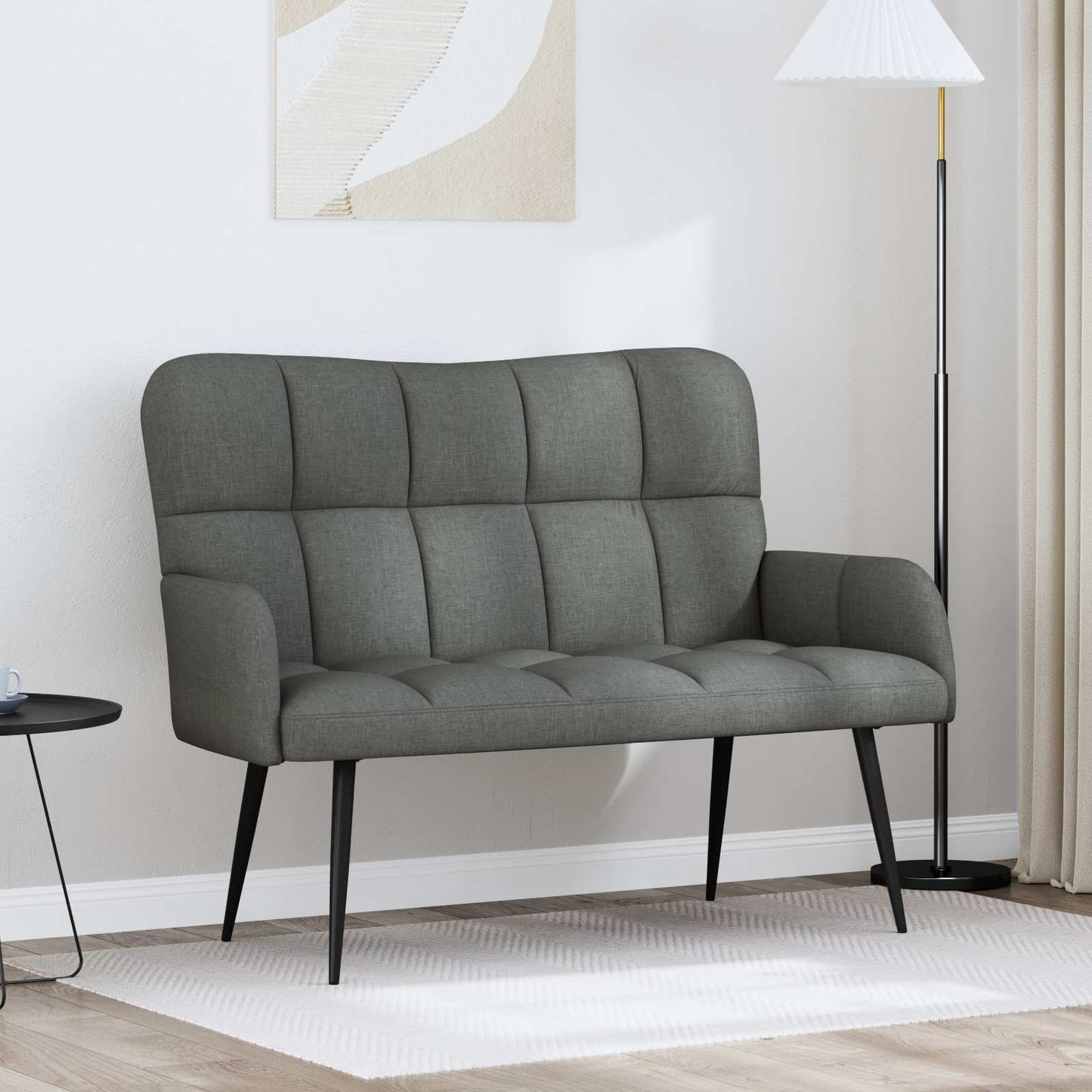Divano a 2 Posti Grigio Scuro 115 x 61 x 87 cm Tessuto