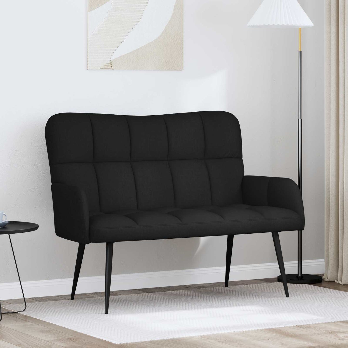 Divano a 2 Posti Nero 115 x 61 x 87 cm Tessuto