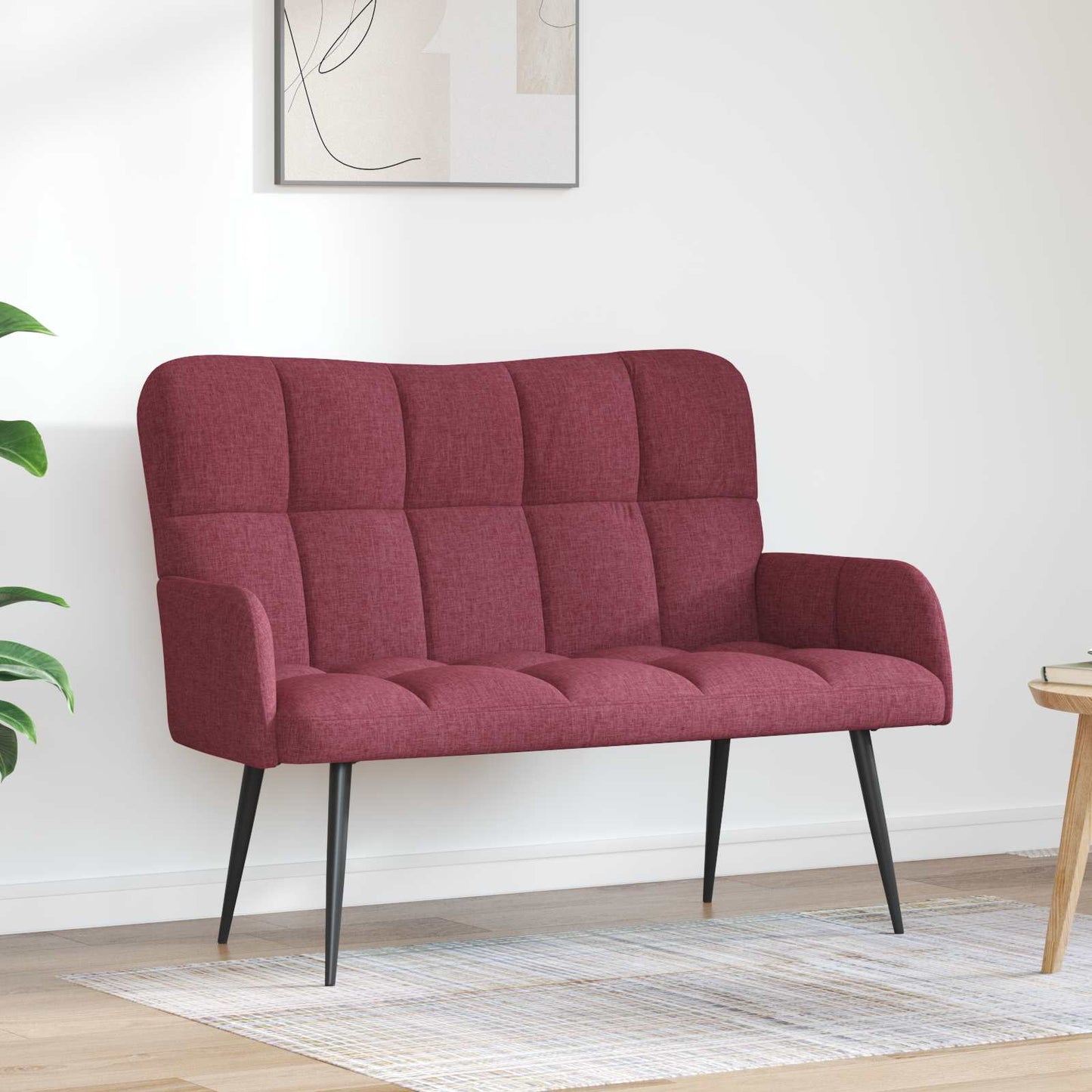 Sofa a Due Posti Rosso vino 115 x 61 x 87 cm Tessuto | homemem39