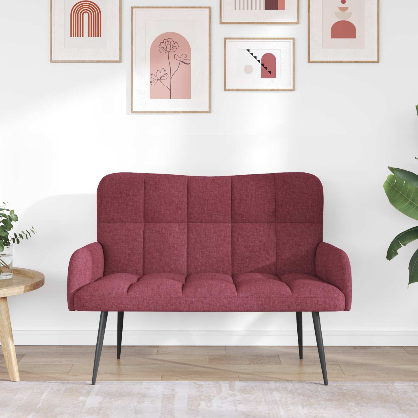 Sofa a Due Posti Rosso vino 115 x 61 x 87 cm Tessuto | homemem39