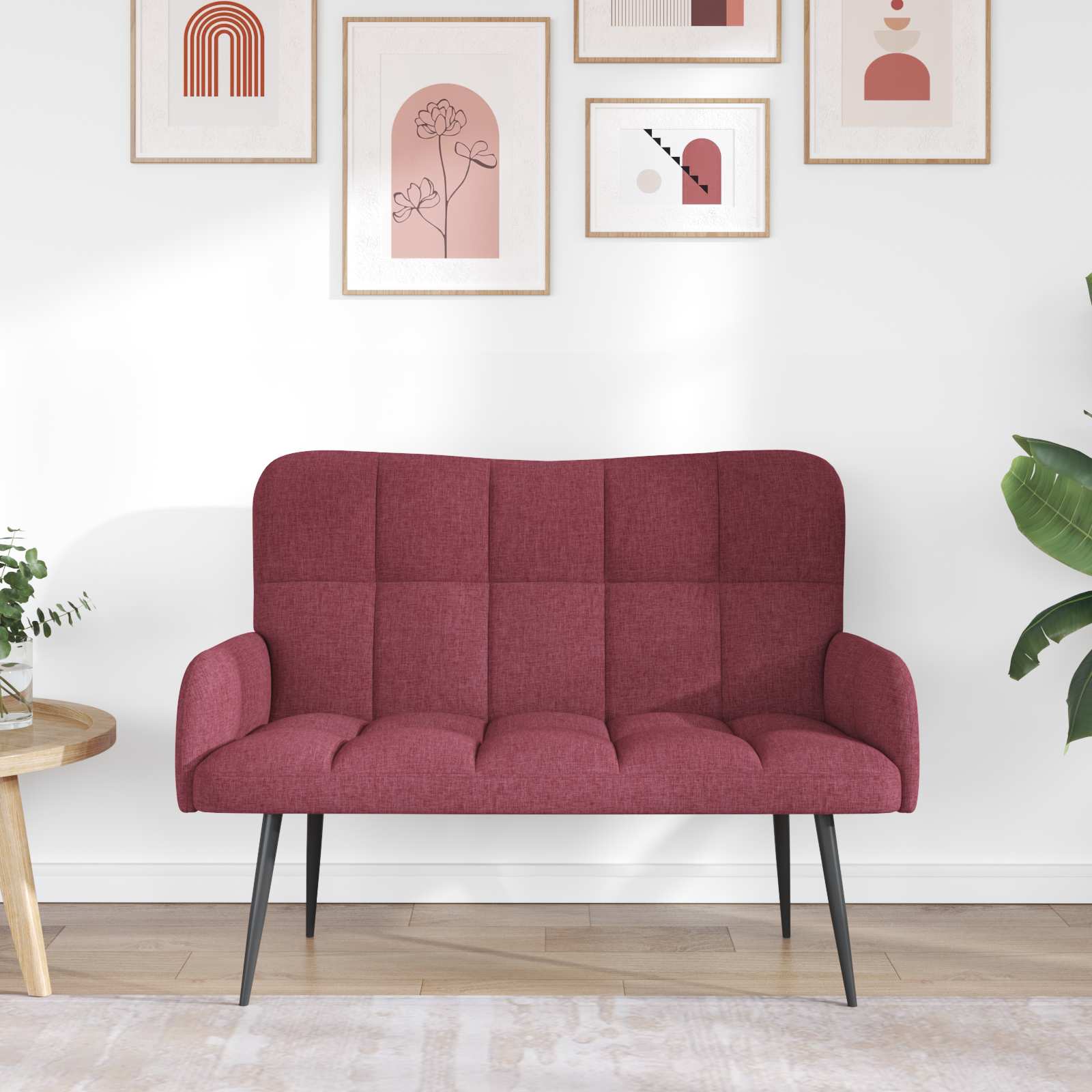 Sofa a Due Posti Rosso vino 115 x 61 x 87 cm Tessuto | homemem39