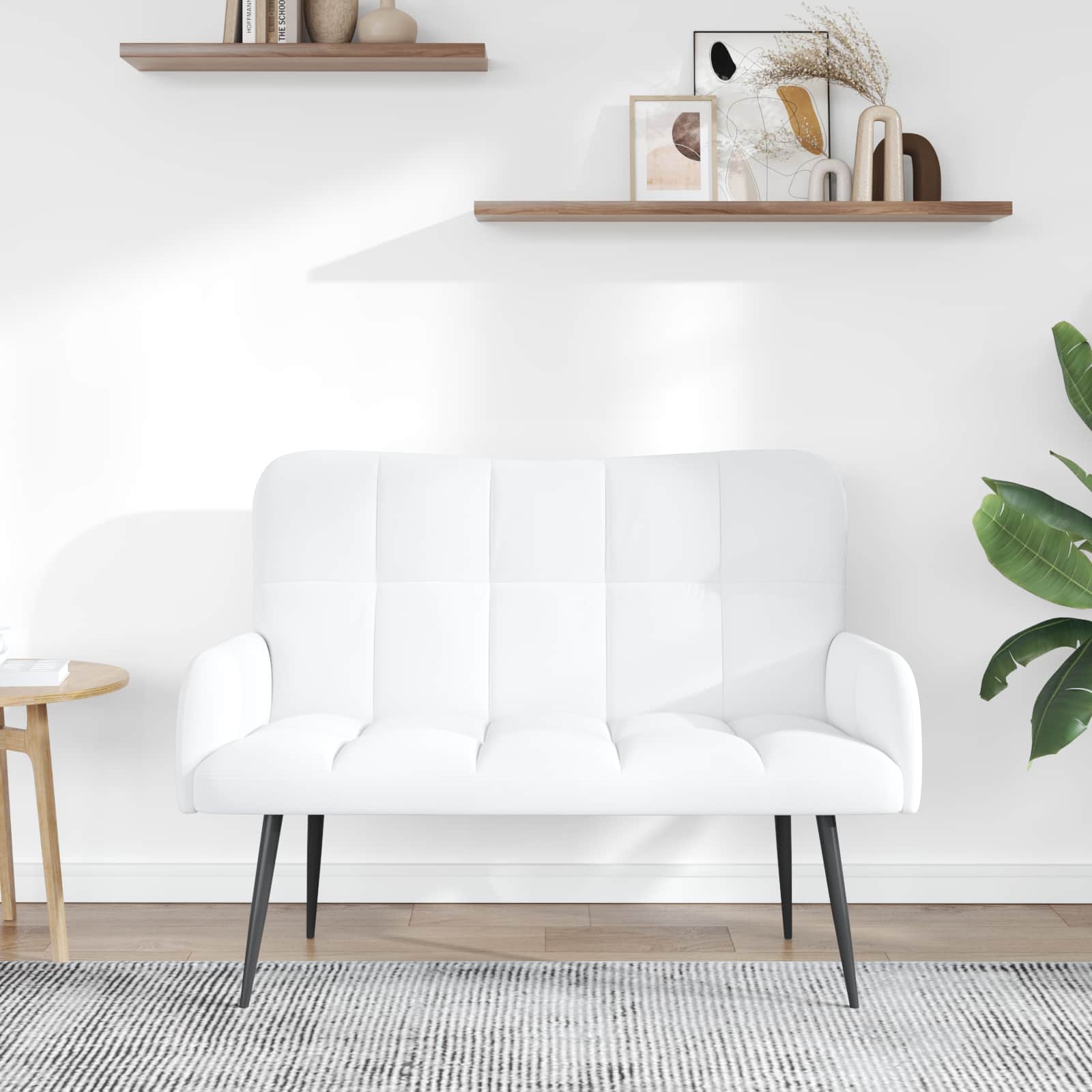 Sofa a Due Posti Bianco 115 x 61 x 87 cm Tessuto | homemem39