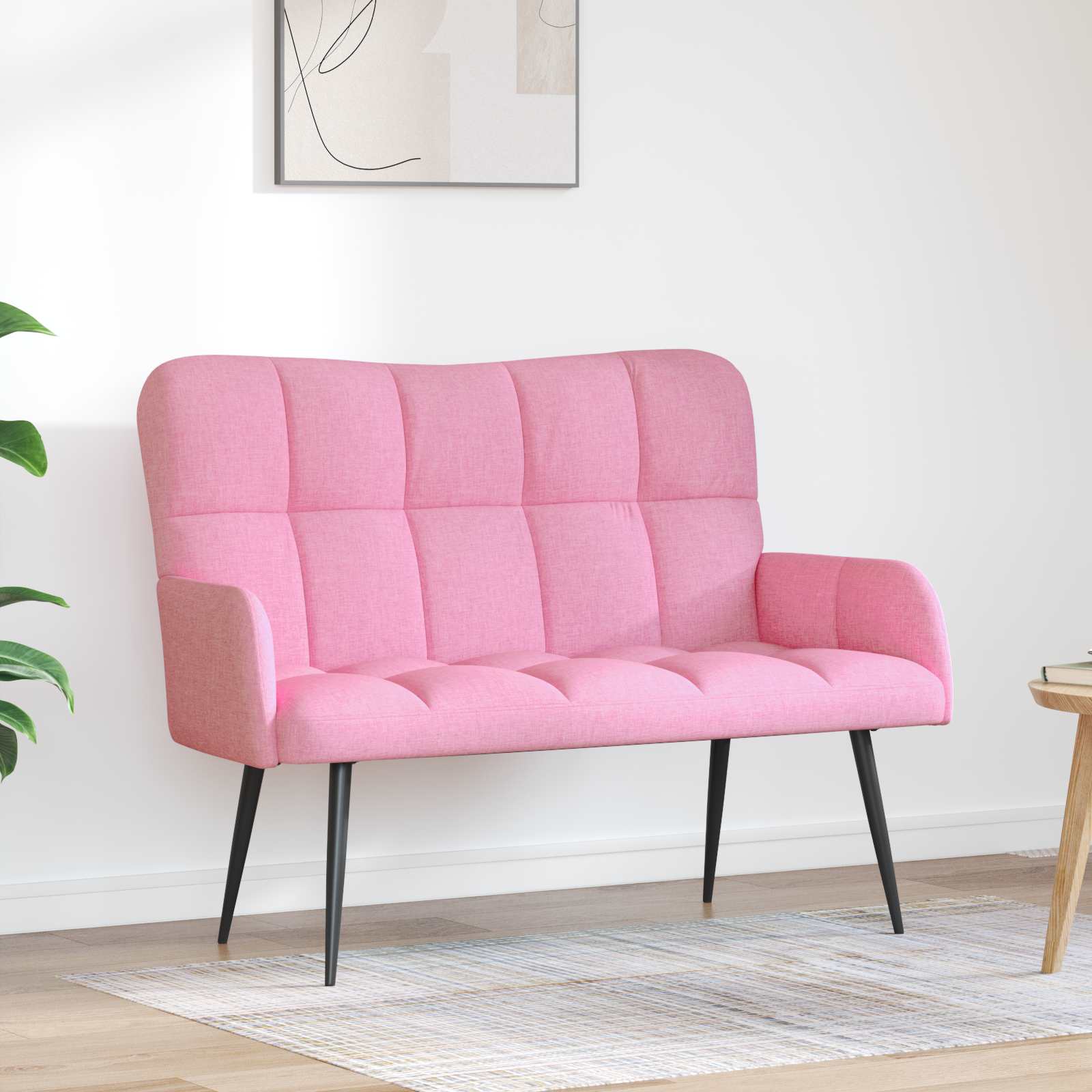 Sofa a Due Posti Rosa 115 x 61 x 87 cm Tessuto | homemem39