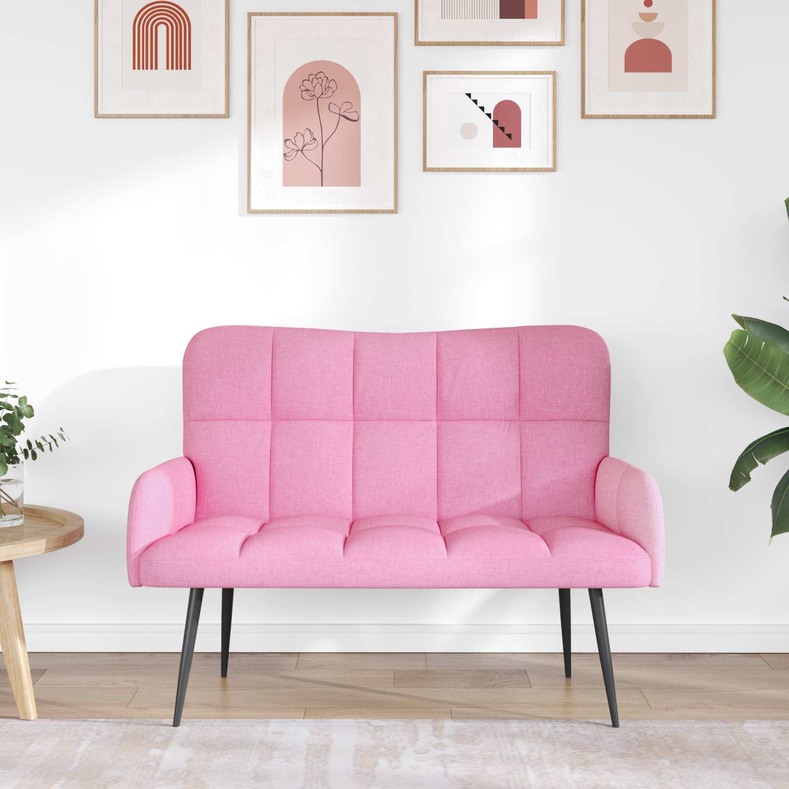 Sofa a Due Posti Rosa 115 x 61 x 87 cm Tessuto | homemem39