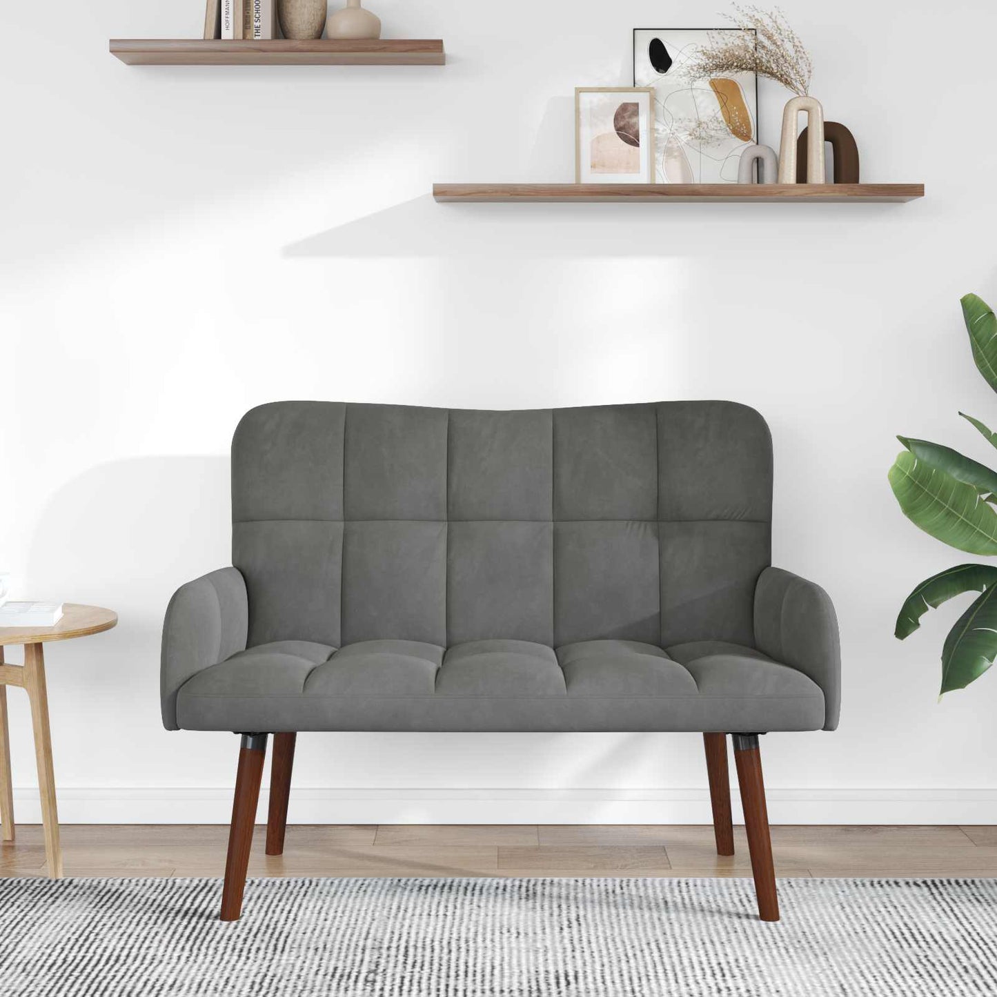 Divano a 2 Posti Grigio Scuro 115 x 61 x 87 cm Velluto (V)
