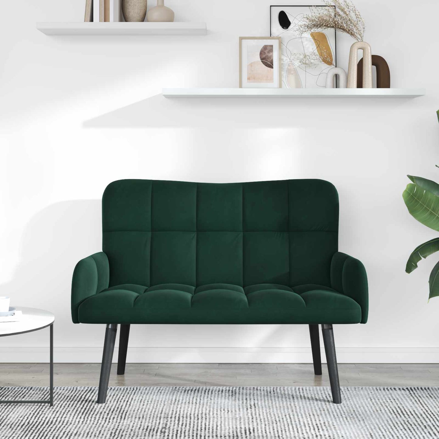 Sofa a Due Posti Verde Scuro 115 x 61 x 87 cm Velluto | homemem39