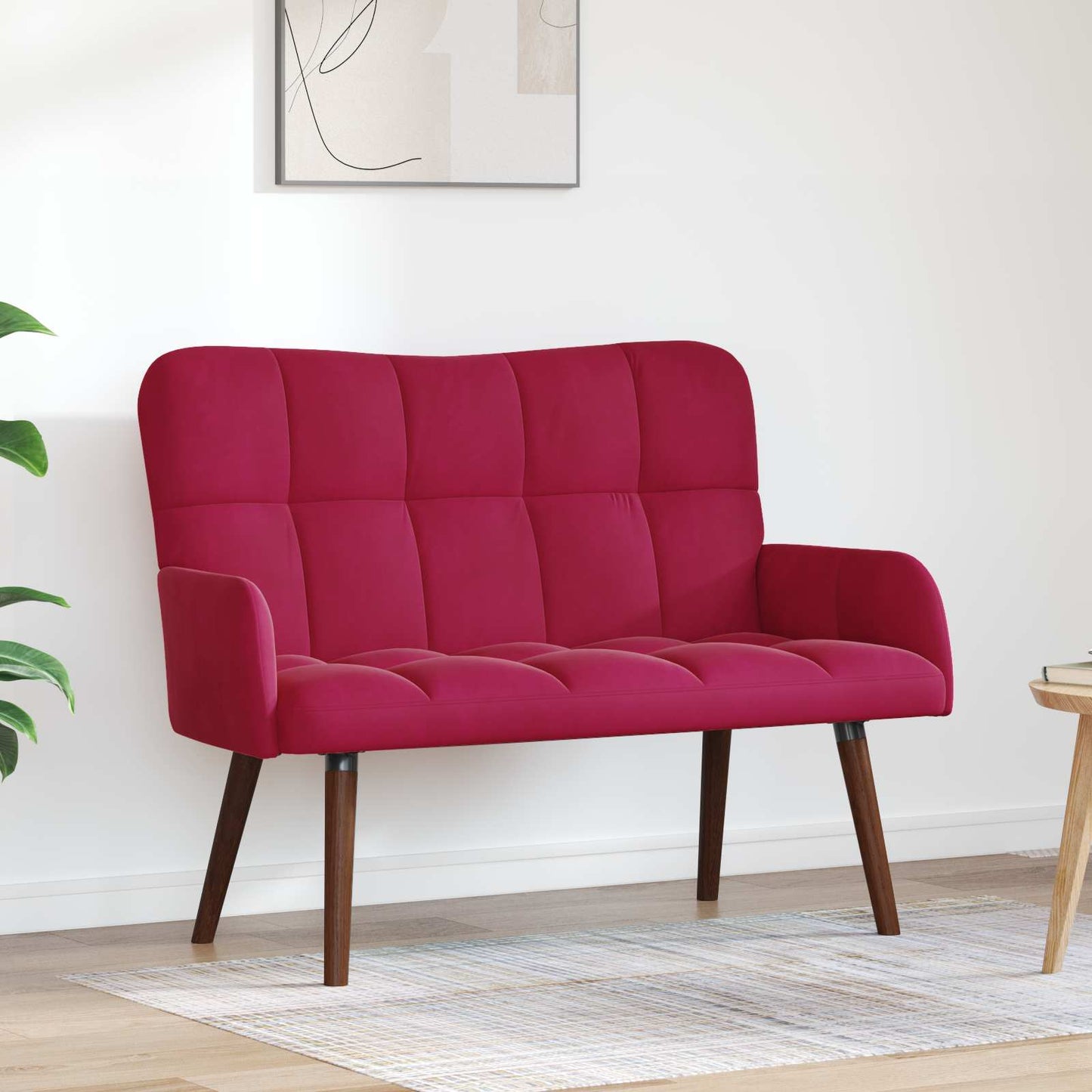 Divano a 2 Posti Rosso Vino 115 x 61 x 87 cm Velluto (V)