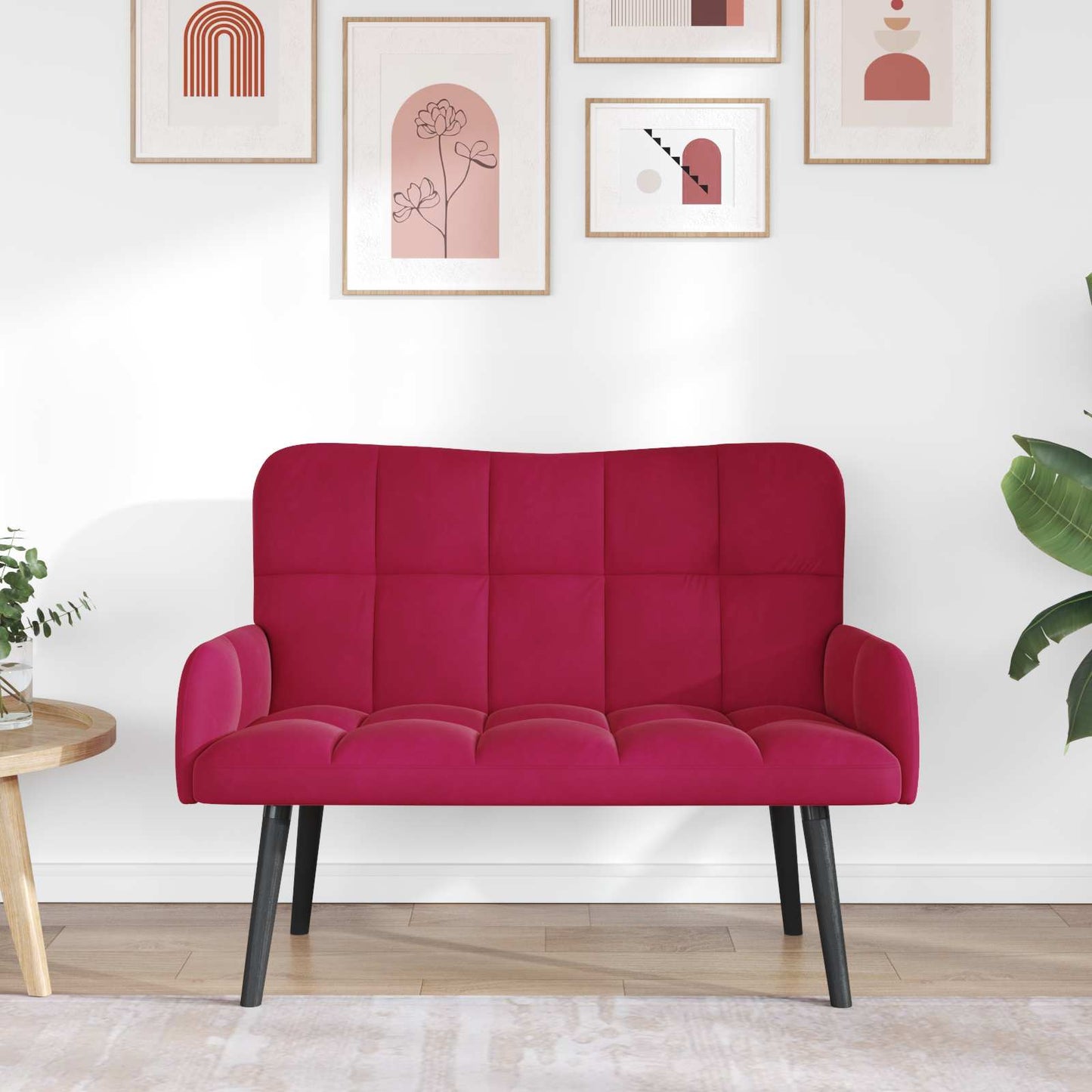 Sofa a Due Posti Rosso vino 115 x 61 x 87 cm Velluto | homemem39