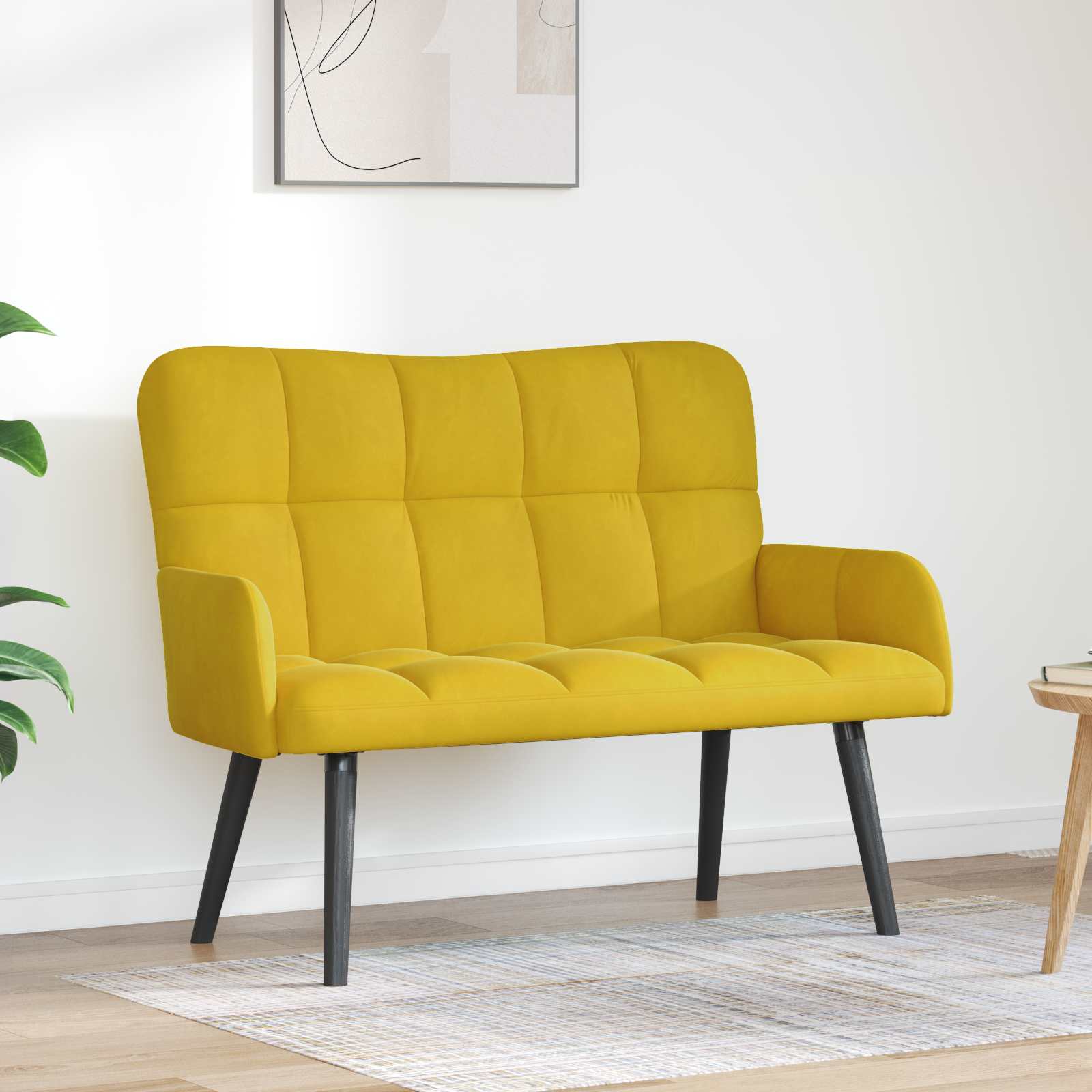 Sofa a Due Posti Giallo 115 x 61 x 87 cm Velluto | homemem39