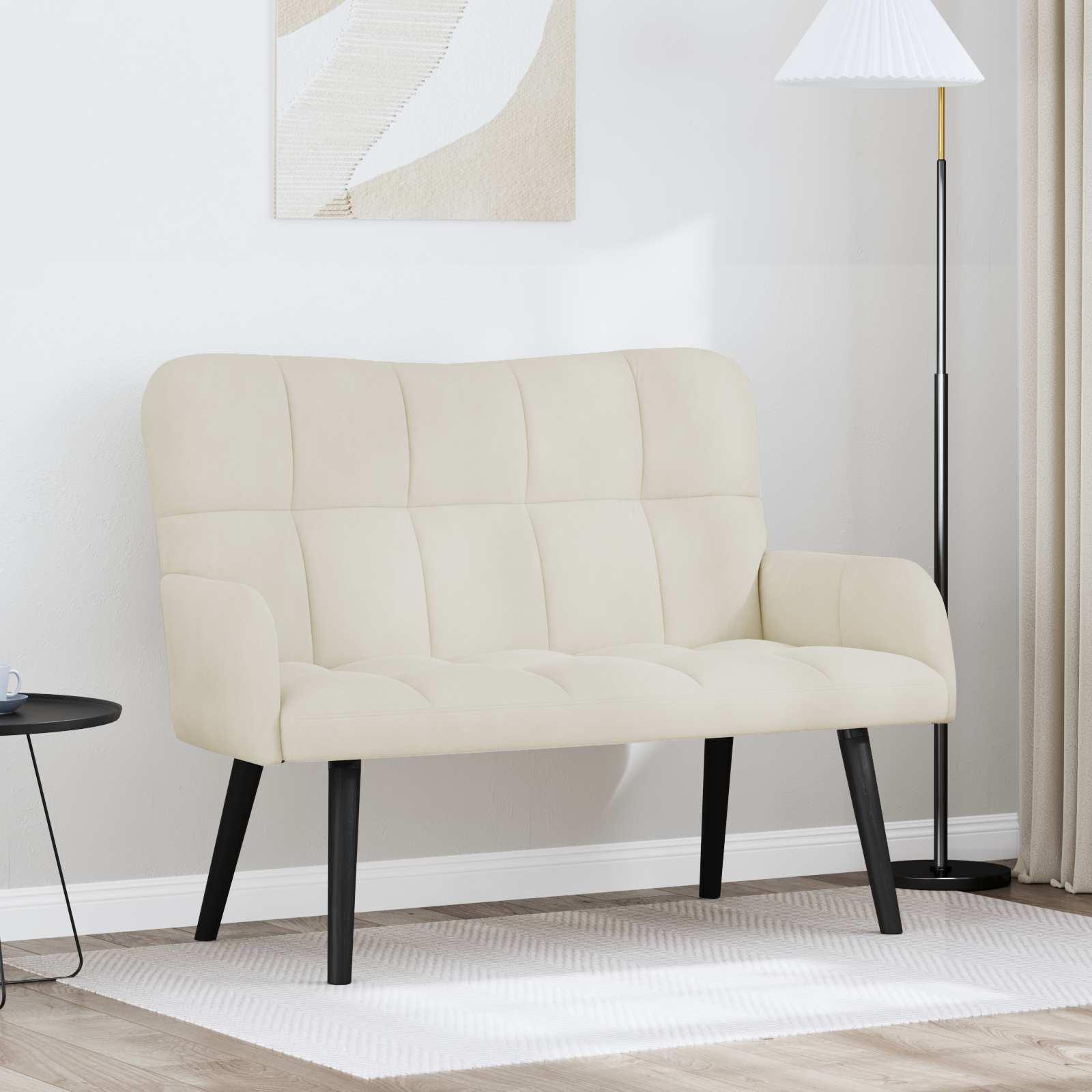 Sofa a Due Posti Crema 115 x 61 x 87 cm Velluto | homemem39