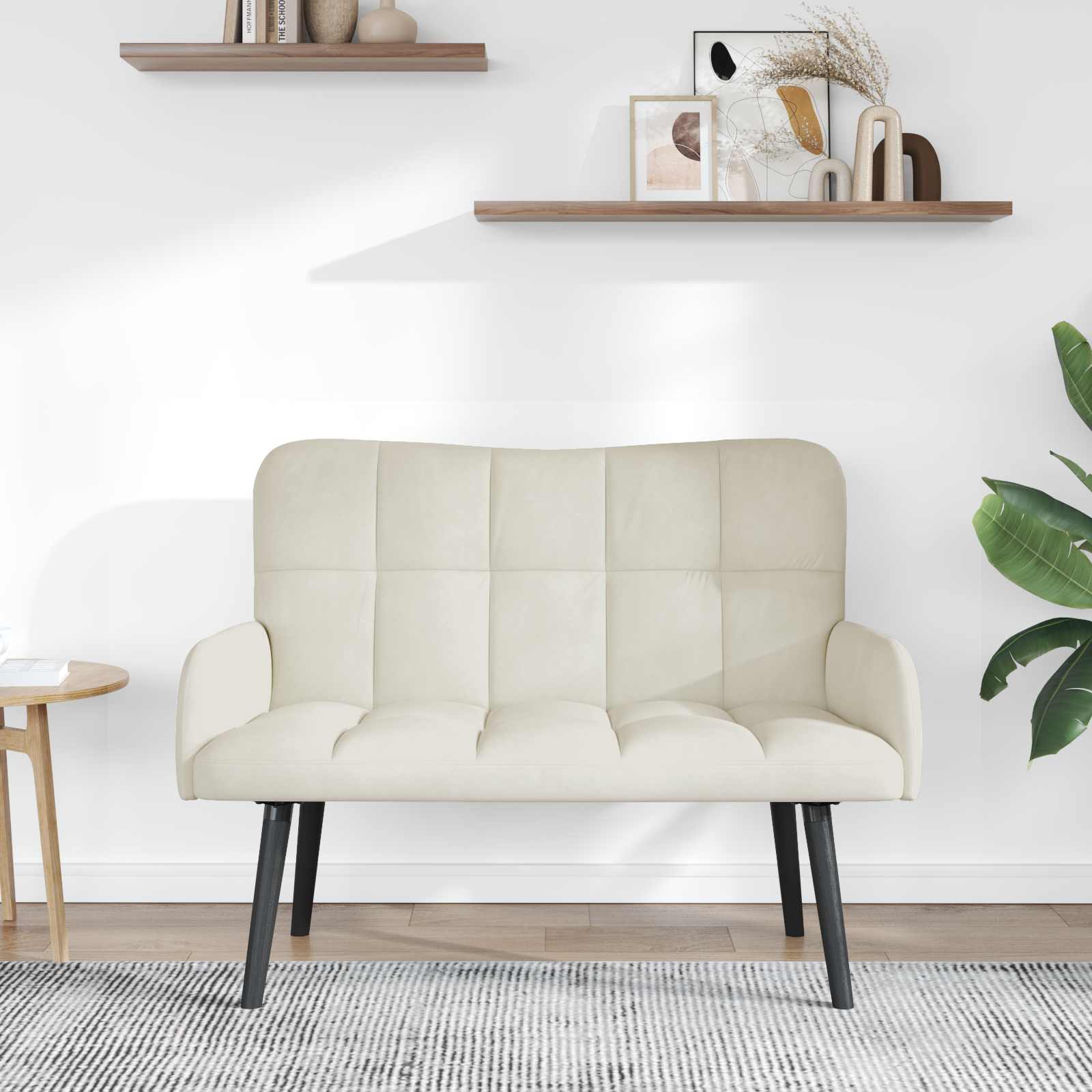 Sofa a Due Posti Crema 115 x 61 x 87 cm Velluto | homemem39