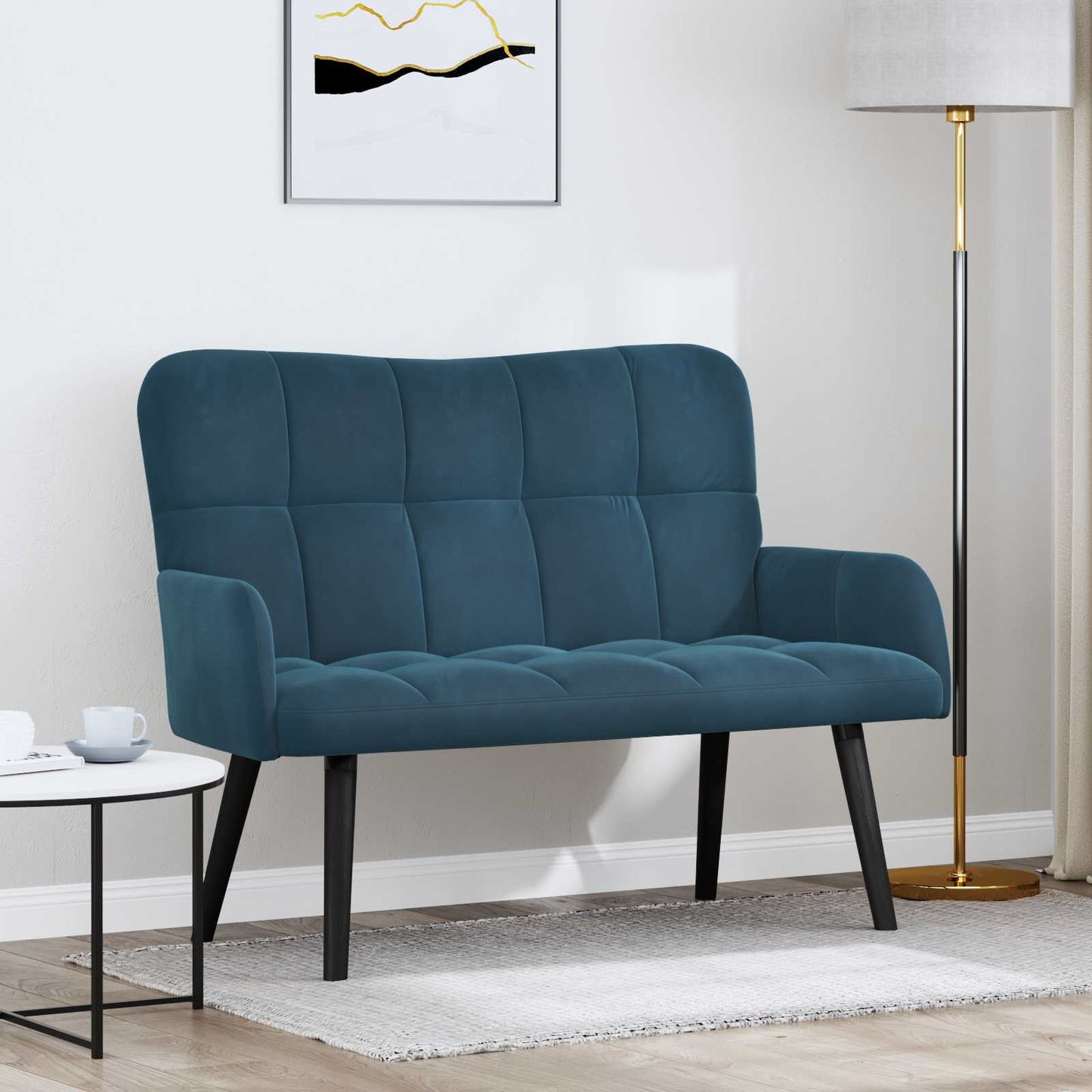 Sofa a Due Posti Blu 115 x 61 x 87 cm Velluto | homemem39